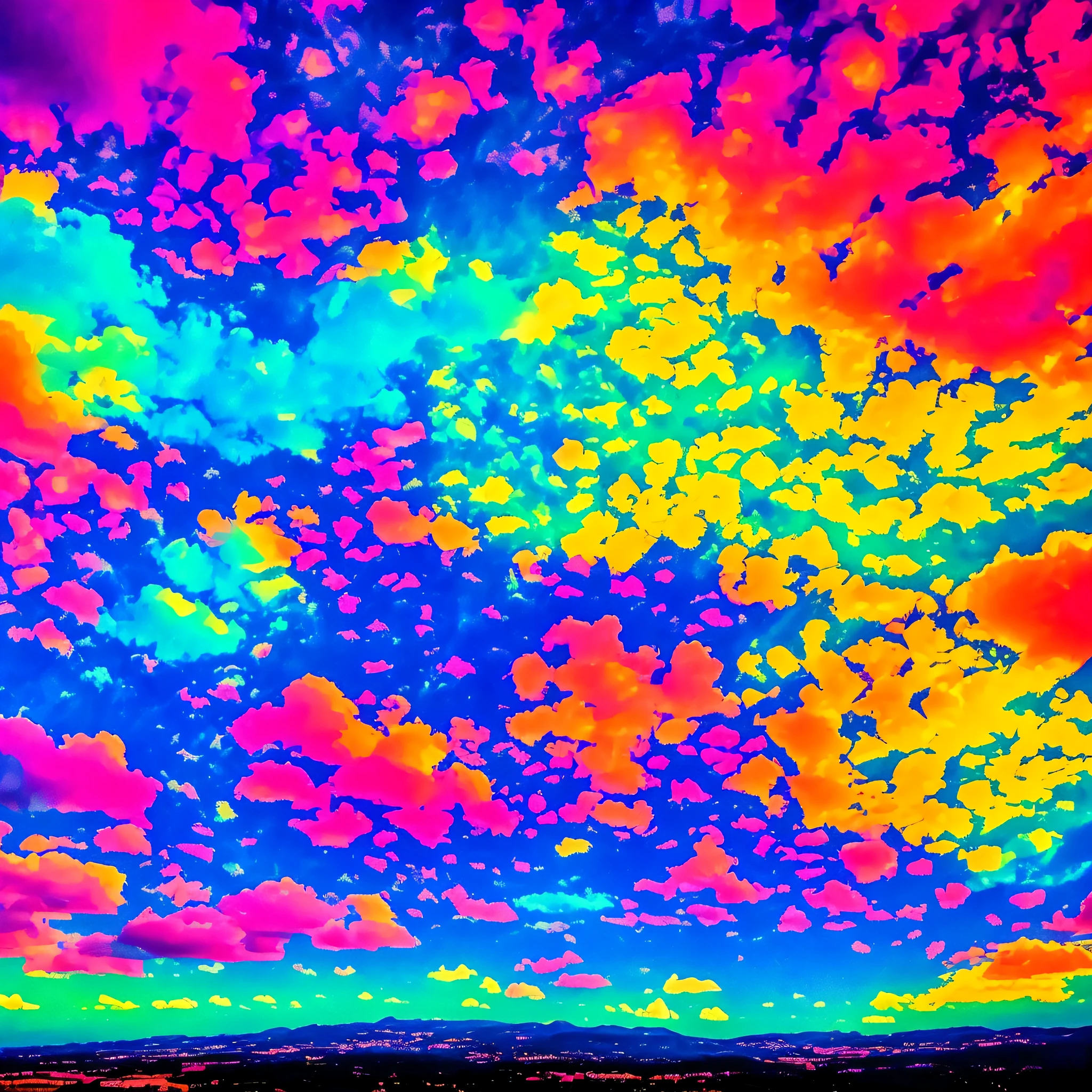 psychedelic colorful sky with clouds and bubbles --auto --s2