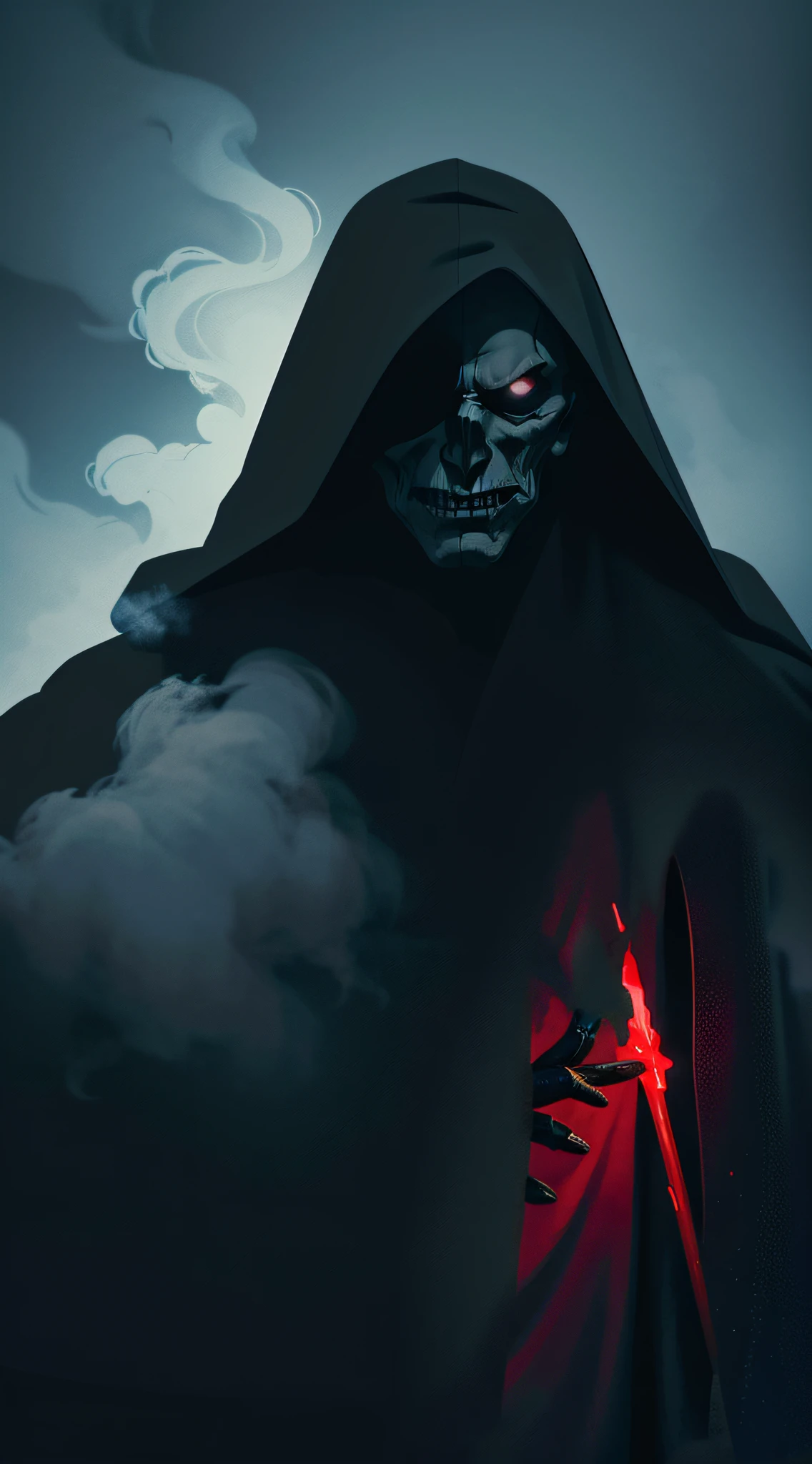 The black robe had red blood on it, glowing red