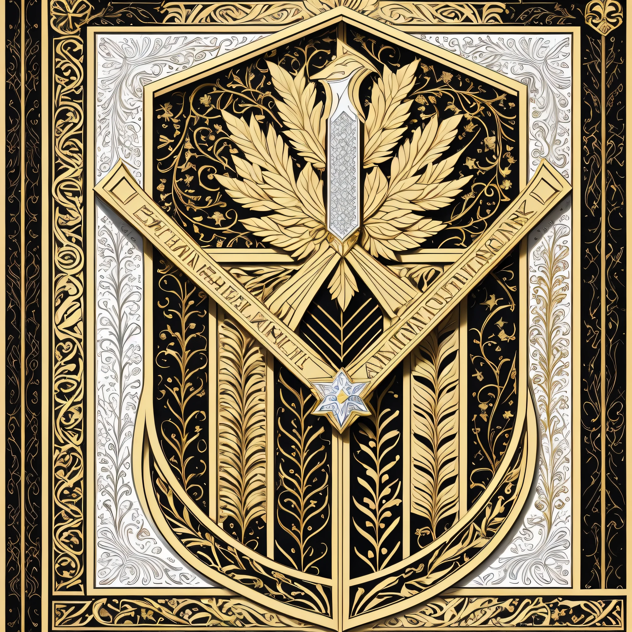 Generate total harmony between the details, which are all identical details in proportions Experian Group's coat of arms presents a meticulous design, with a golden background that conveys sophistication and prosperity. The main highlight is the name "Experian Group", carefully carved in elegant letters and studded with small sparkles, which add a touch of glamour and sparkle to the emblem. The gold, white and black colors harmonize perfectly, providing a striking contrast and a visually striking appearance. The Experian Group's coat of arms is an authentic and powerful representation of the excellence and prestige that the company represents. --auto --s2