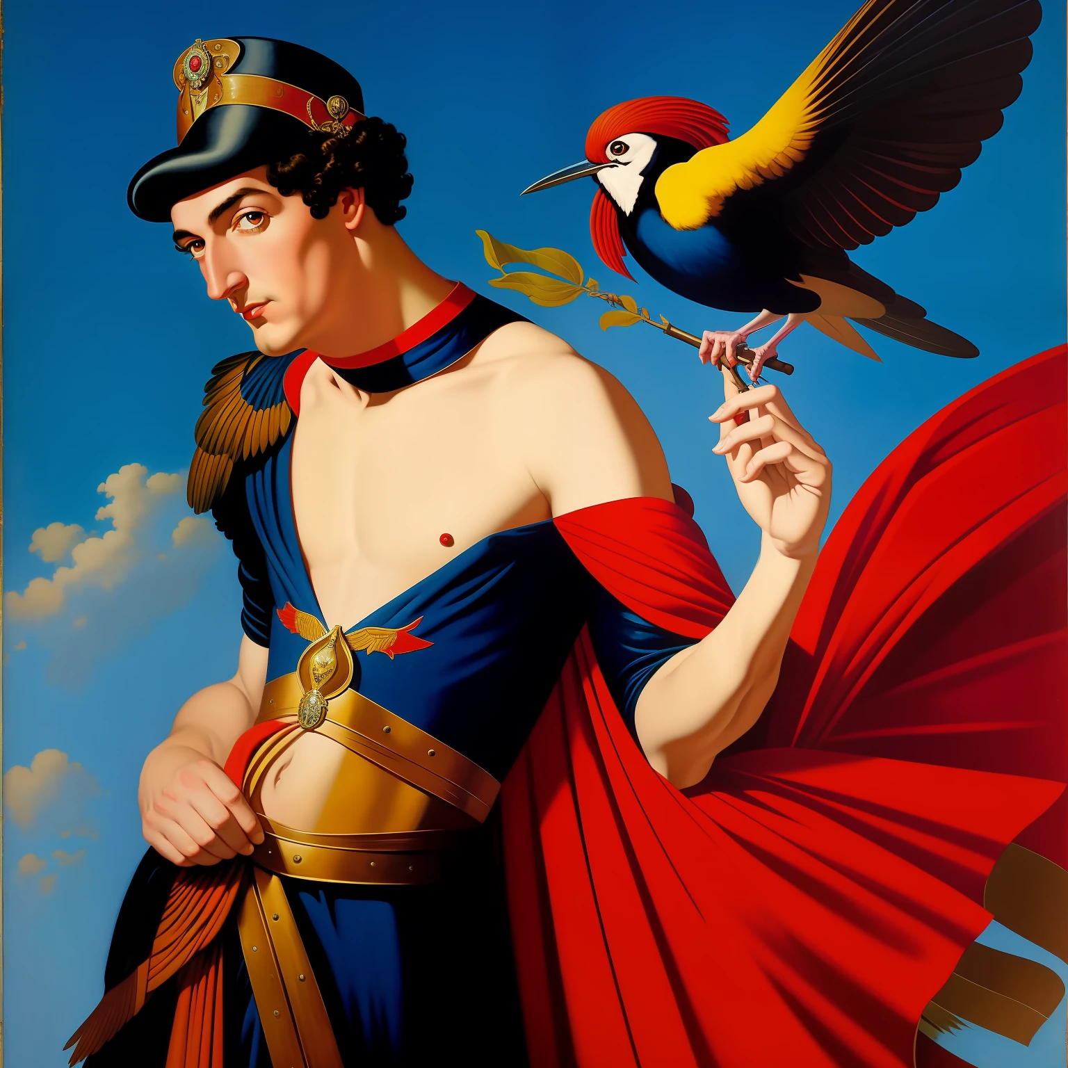 a bird, enoch bolles, by Archibald Motley, by Rolf Armstrong, inspired by Rolf Armstrong, as rolf armstrong style, angus mcbride, gill elvgren,