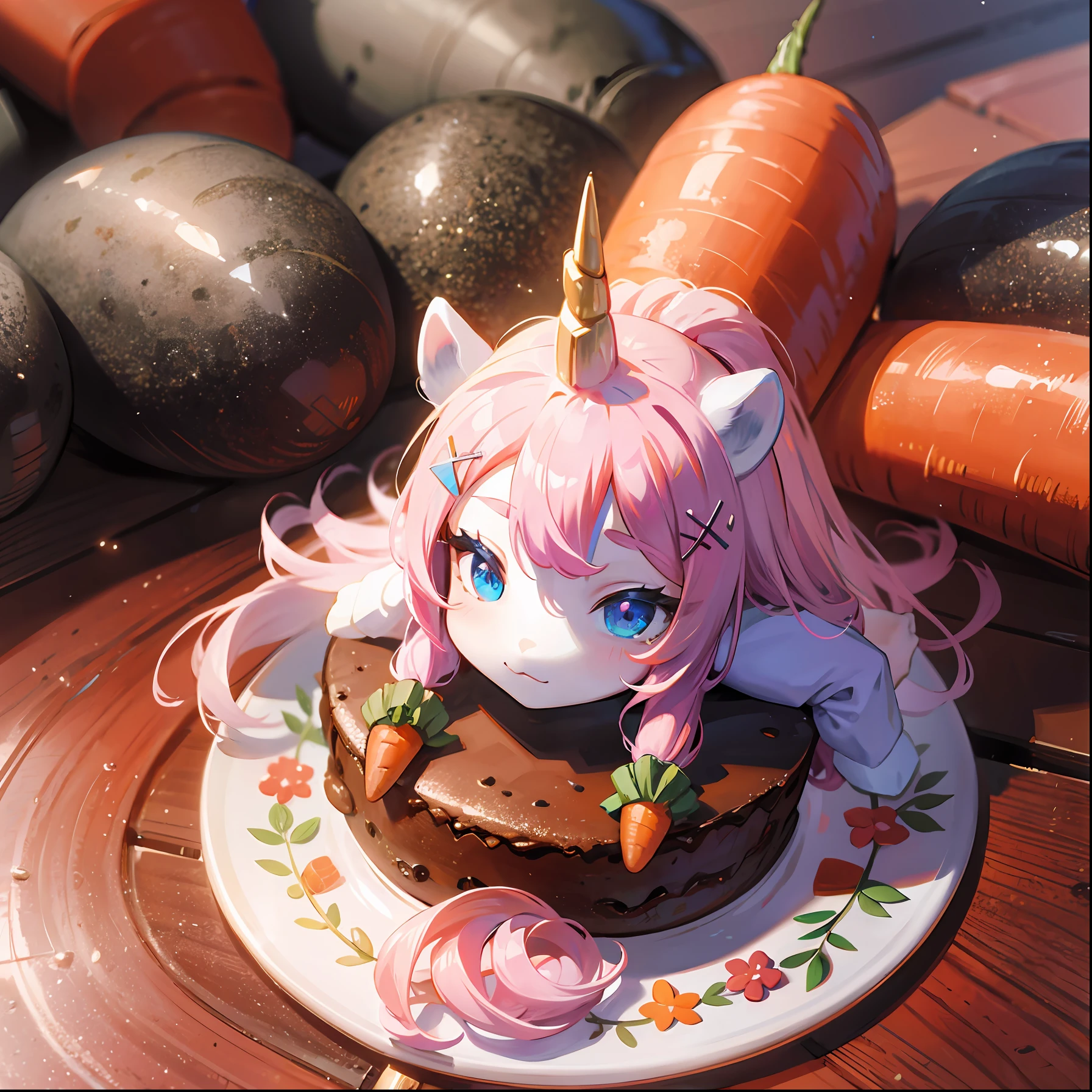 Unicorn Humanoid Maiden Carrot Hair Ornament
