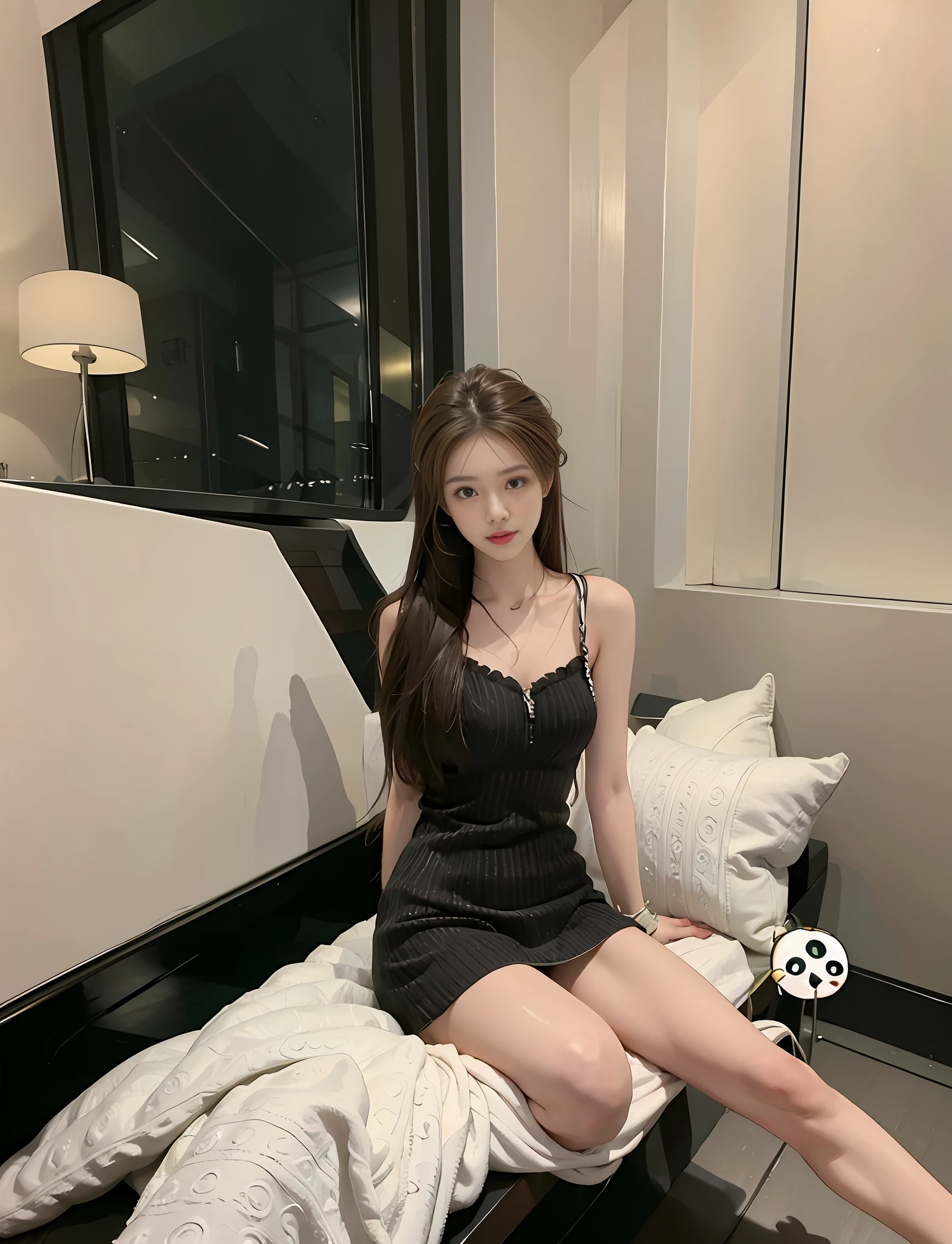 realistic, high resolution, 1 girl, long hair, korean, thighs, panties visible,