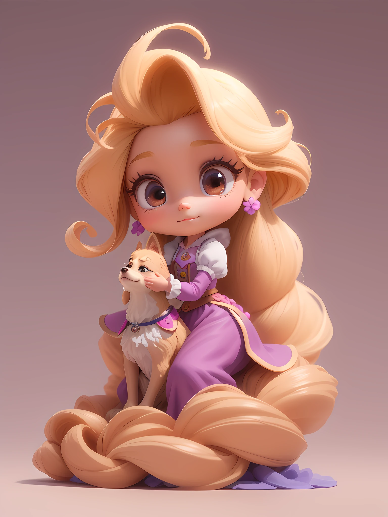 a close up of a figurine of a girl with a dog, adorable digital painting, cute 3 d render, cute detailed digital art, disney art style, cute digital art, 3 d render stylized, blonde - haired princess, disney render, art in the style of disney, disney artstyle, rapunzel, in style of disney animation, stylized 3 d