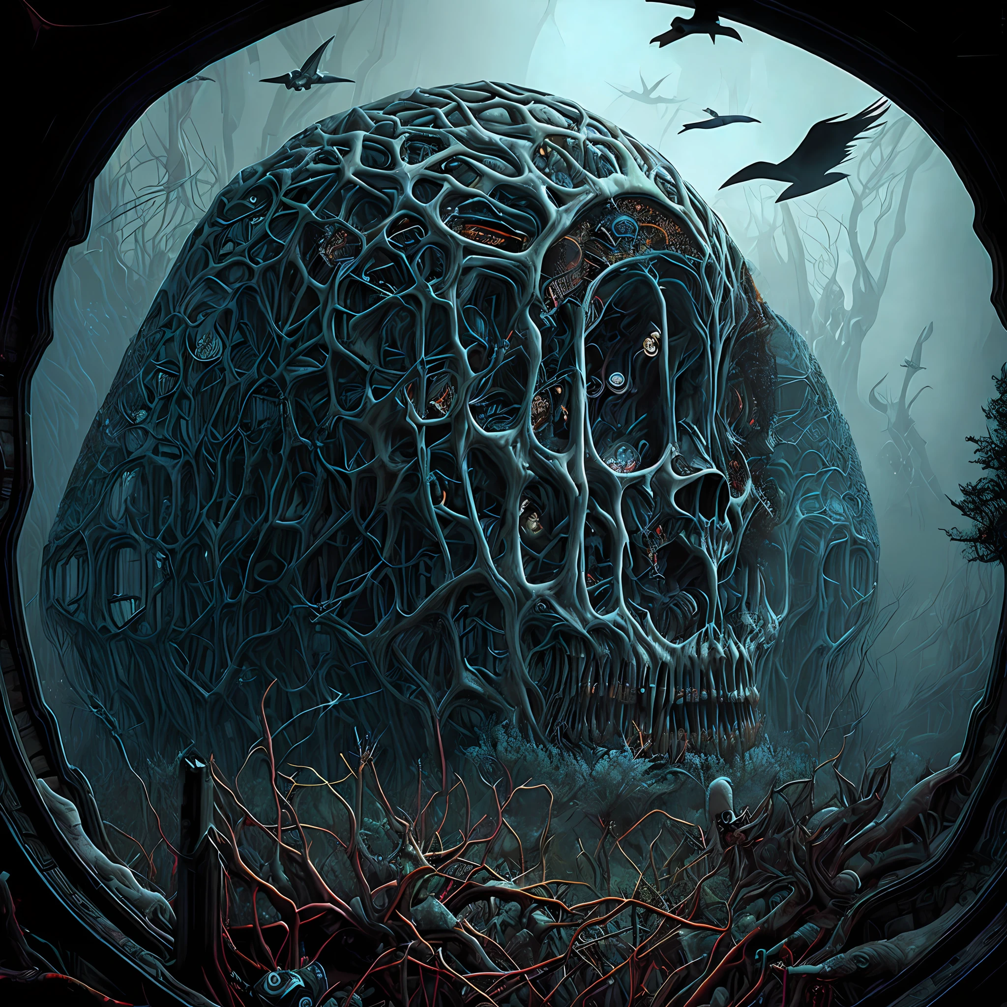 horror part of quantic Kingdom. Mechanic Biomorphism horror. Intrincated detailed, maximalist perfect illustration, digital painting art
