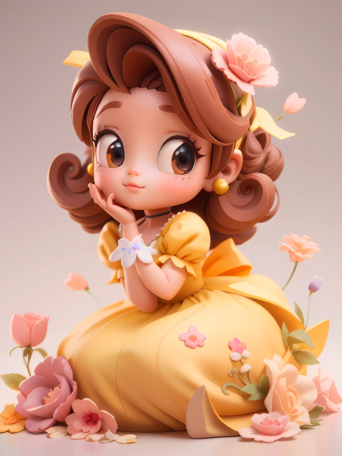 a close up of a figurine of a girl in a dress, adorable digital painting, cute detailed digital art, cute 3 d render, cute digital art, 8k high quality detailed art, high quality character design, 3 d render stylized, 8k render”, cute art style, art in the style of disney, stylized 3 d, beautiful digital artwork