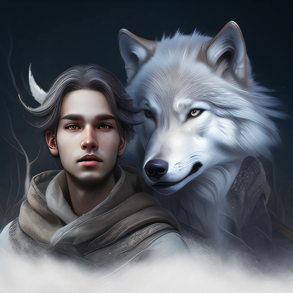 young guy and wolf