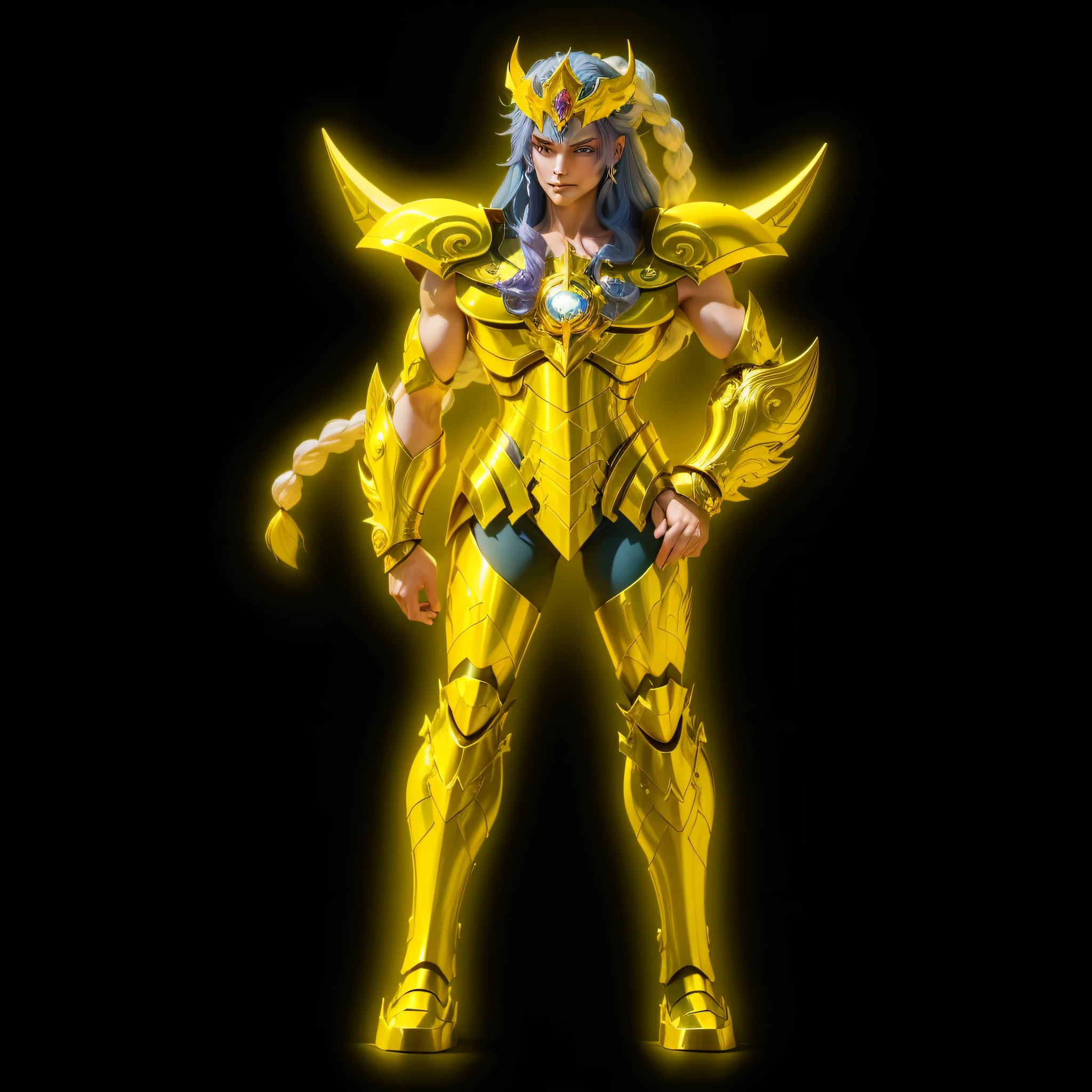 A cartoon image of an androgynous man with long hair and a head with tiara, portrait Scorpion Knights of the Zodiac, Saint Seiya, Knights of the Zodiac Girl, real and menacing vision, Realist, 4k, 8k, refined art, unreal engine render Saint Seiya, ((blue hair with lilac)), the sailor Galaxia. Handsome, the goddess Artemis smiling, Poseidon, linear colorful, the godess Hera looking angry, dragon portrait