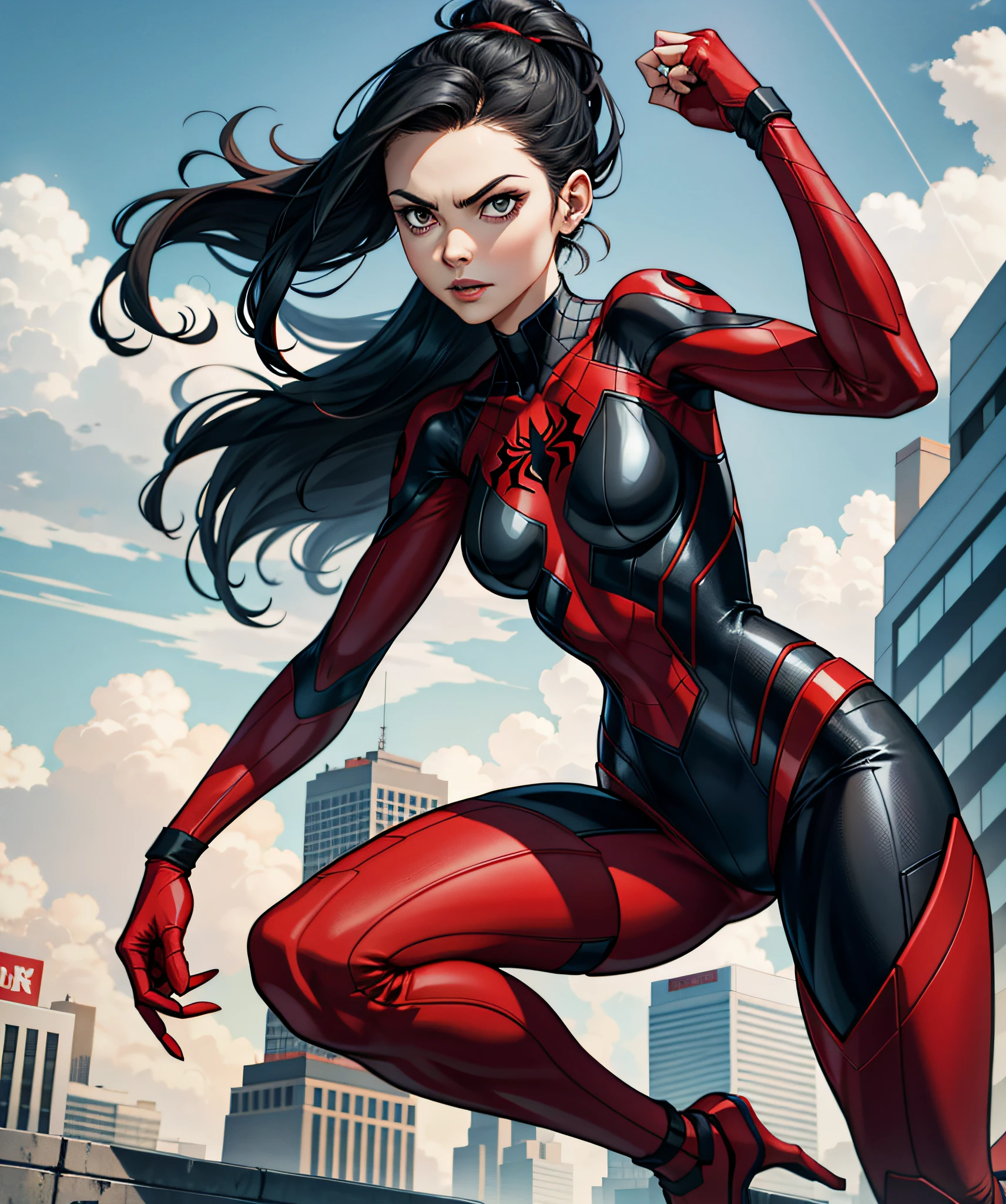 red, grey spiderwoman