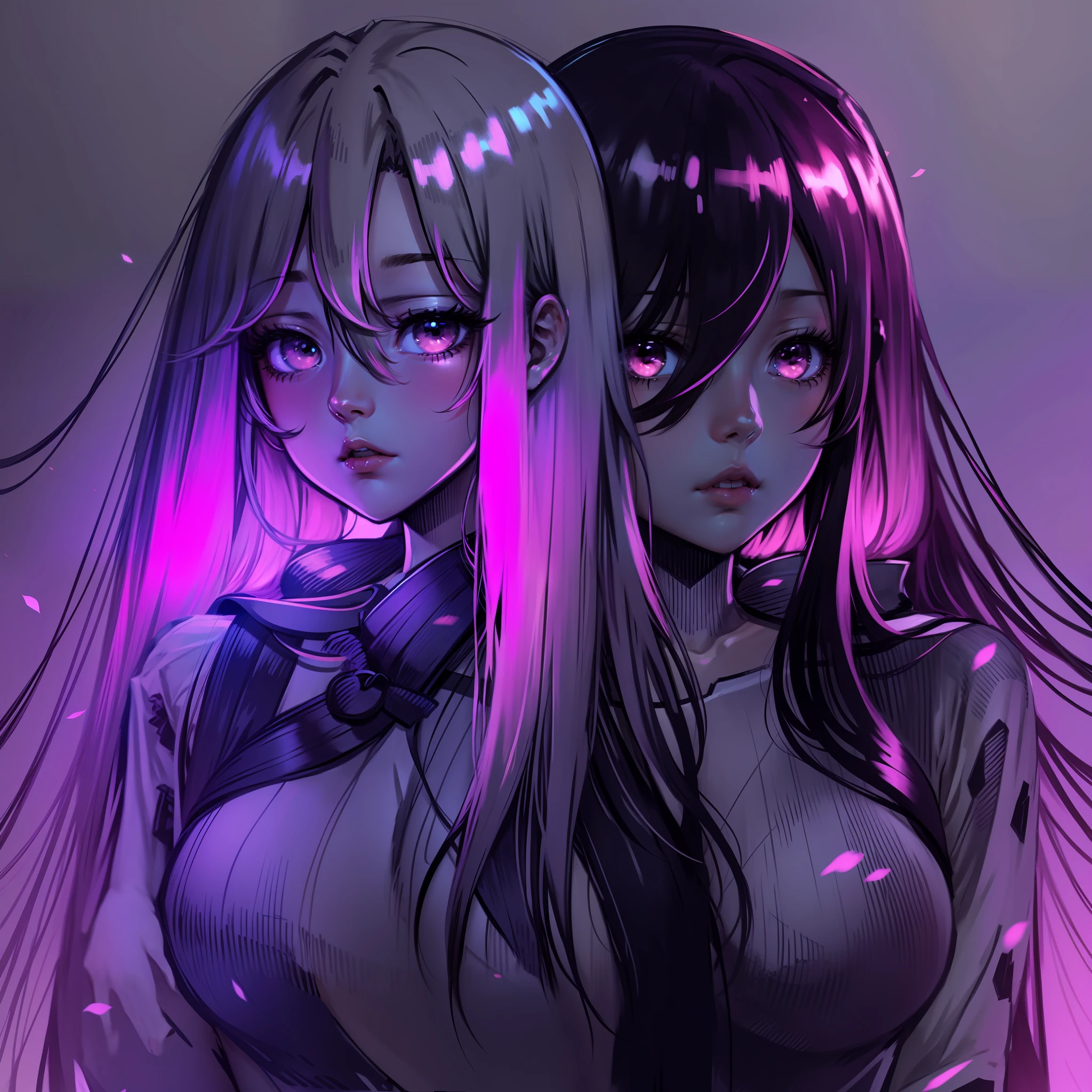 long hair beautiful anime girl flouresente hair