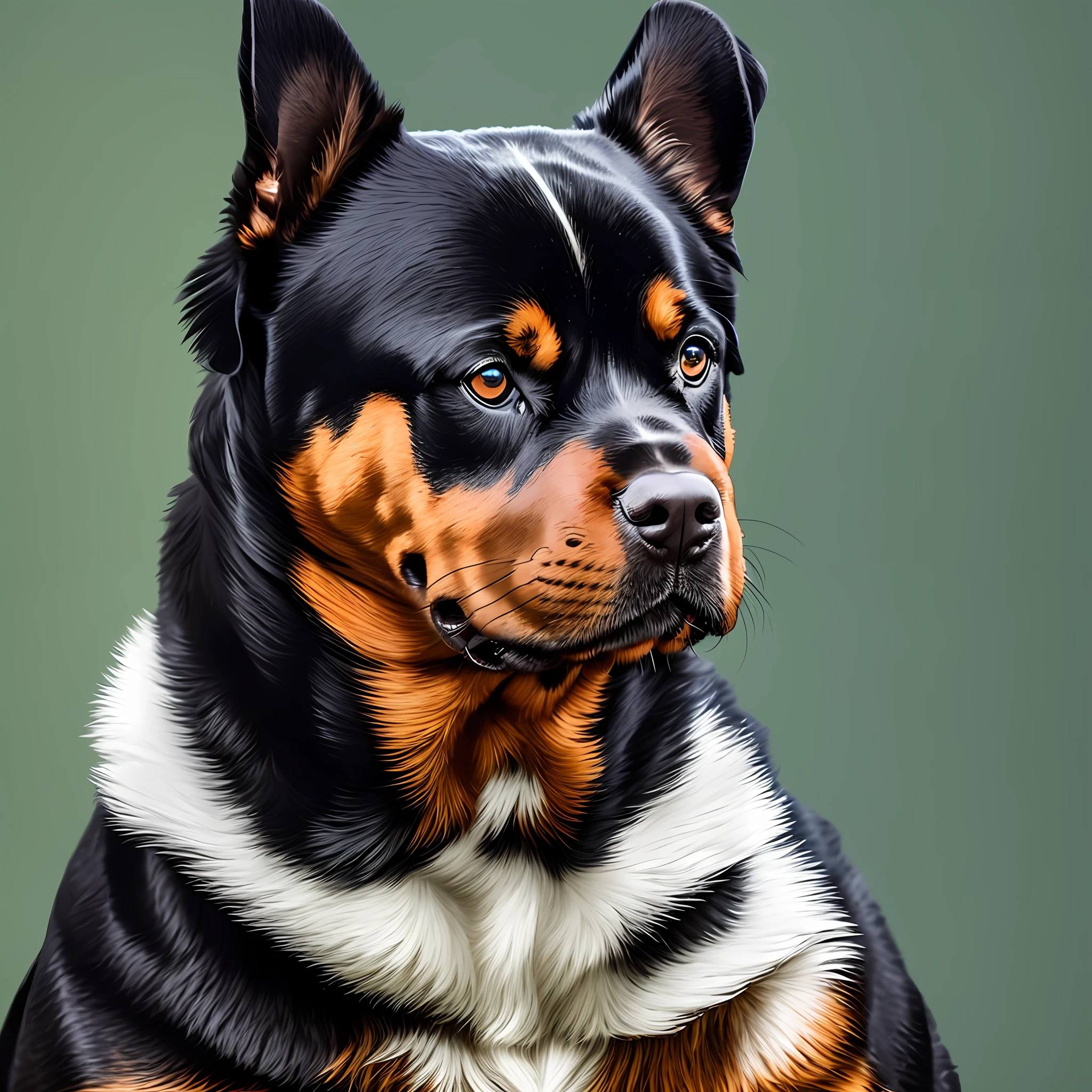 sticker, cartoon cute Rottweiler, white background, Vermeer style, 12K, high quality, HD, octane render, cinematic lighting --auto --s2