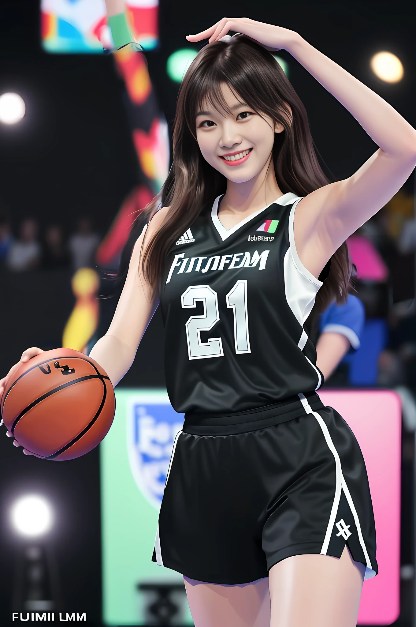 Nice face, smile, look at the basketball frame