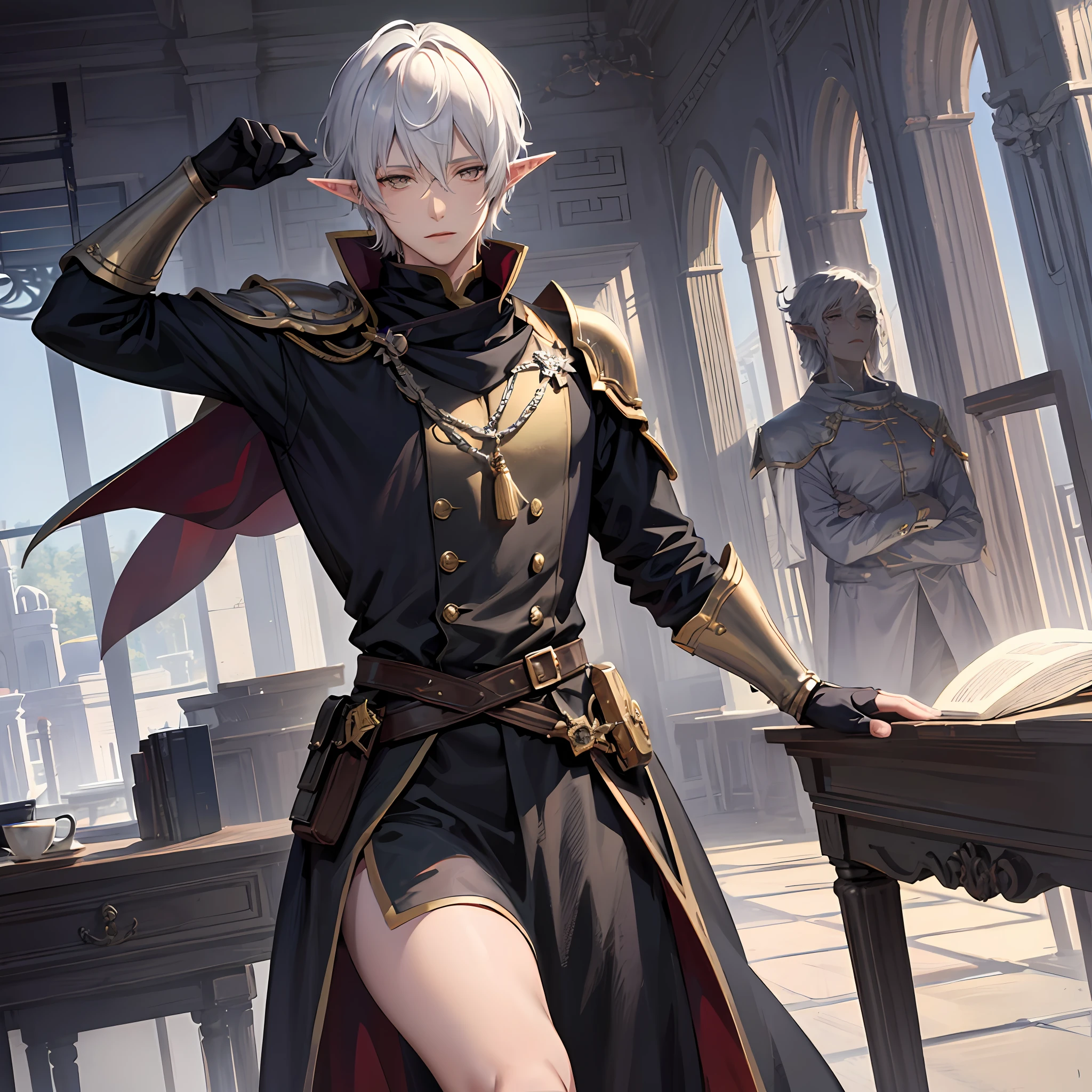 vintage, anime, anime boy, sexy, handsome, white hair, white eyes, elf ears, light skin