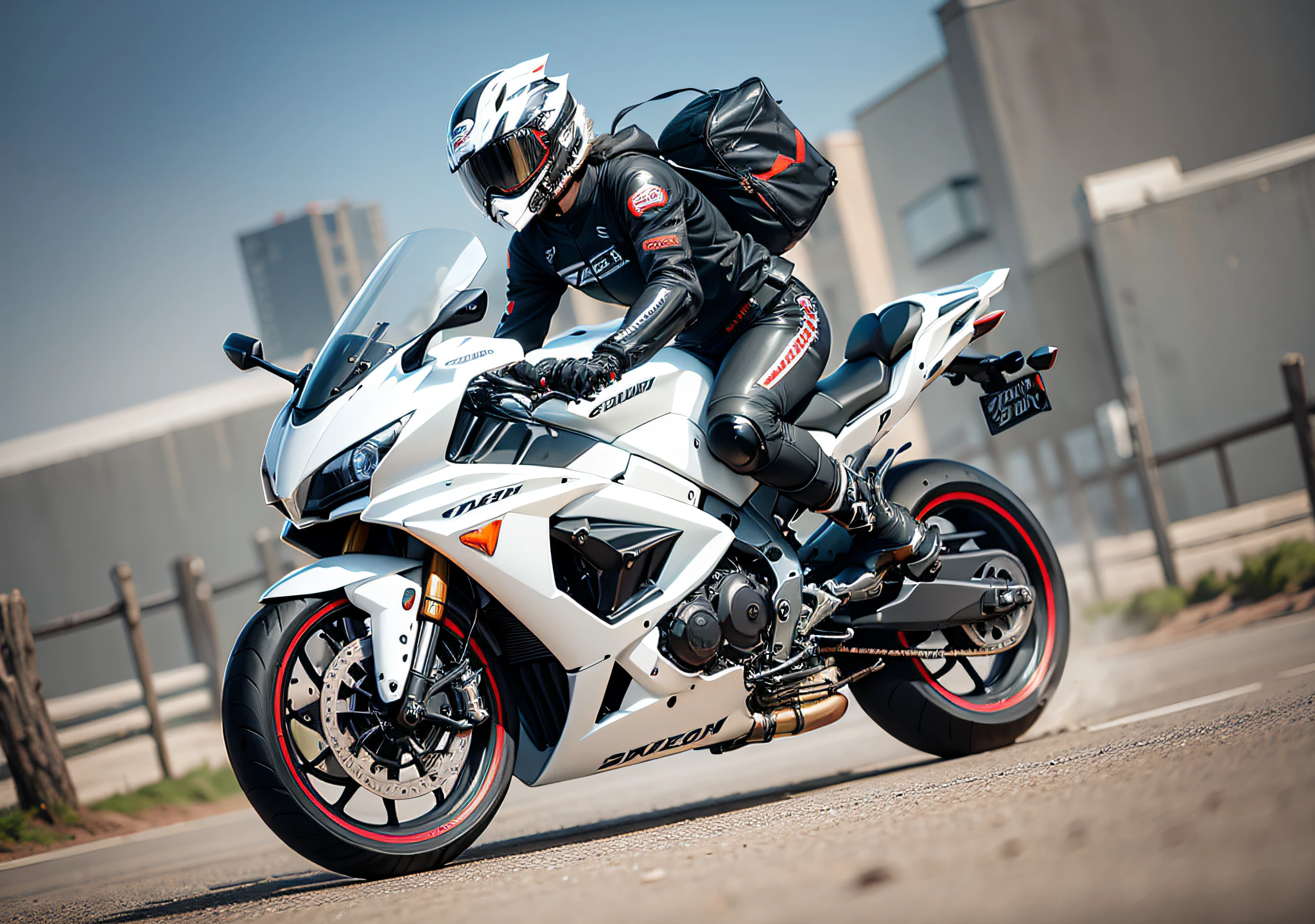 Running on a 750cc motorcycle, cool, graceful, beautiful, Japanese male, full cowling, futuristic helmet, skinny 20 years old, background is white, black motorcycle, skull mark, anime, futuristic glasses --auto --s2