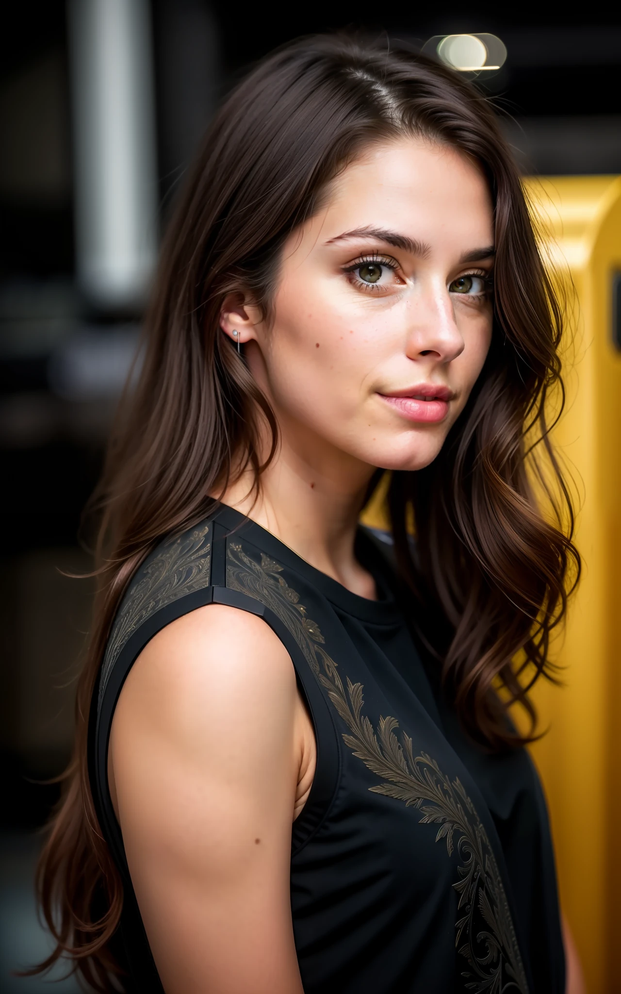 cute beautiful brunette,full body, perfect angle,32 years old,near (working whit an ((laser CO2 engraving)) on wood machine)), high-res, masterpiece, best quality,intricate details, highly detailed,sharp focus, detailed skin,realistic skin texture,texture, detailed eyes, professional, 4k, smile, shot on Canon, 85mm,shallow depth of field,kodak vision color, eyeshadow, extremely detailed, photo_\(ultra\), photorealistic, realistic, post-processing, max detail, roughness, real life, ultra realistic, photorealism, photography, 8k uhd, photography