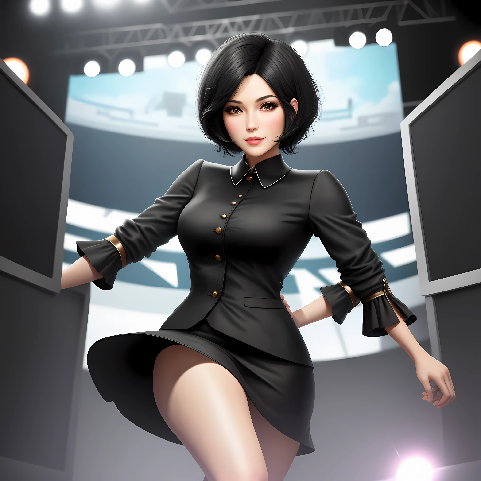 Realistic, Beauty, Announcer, Black Hair Short