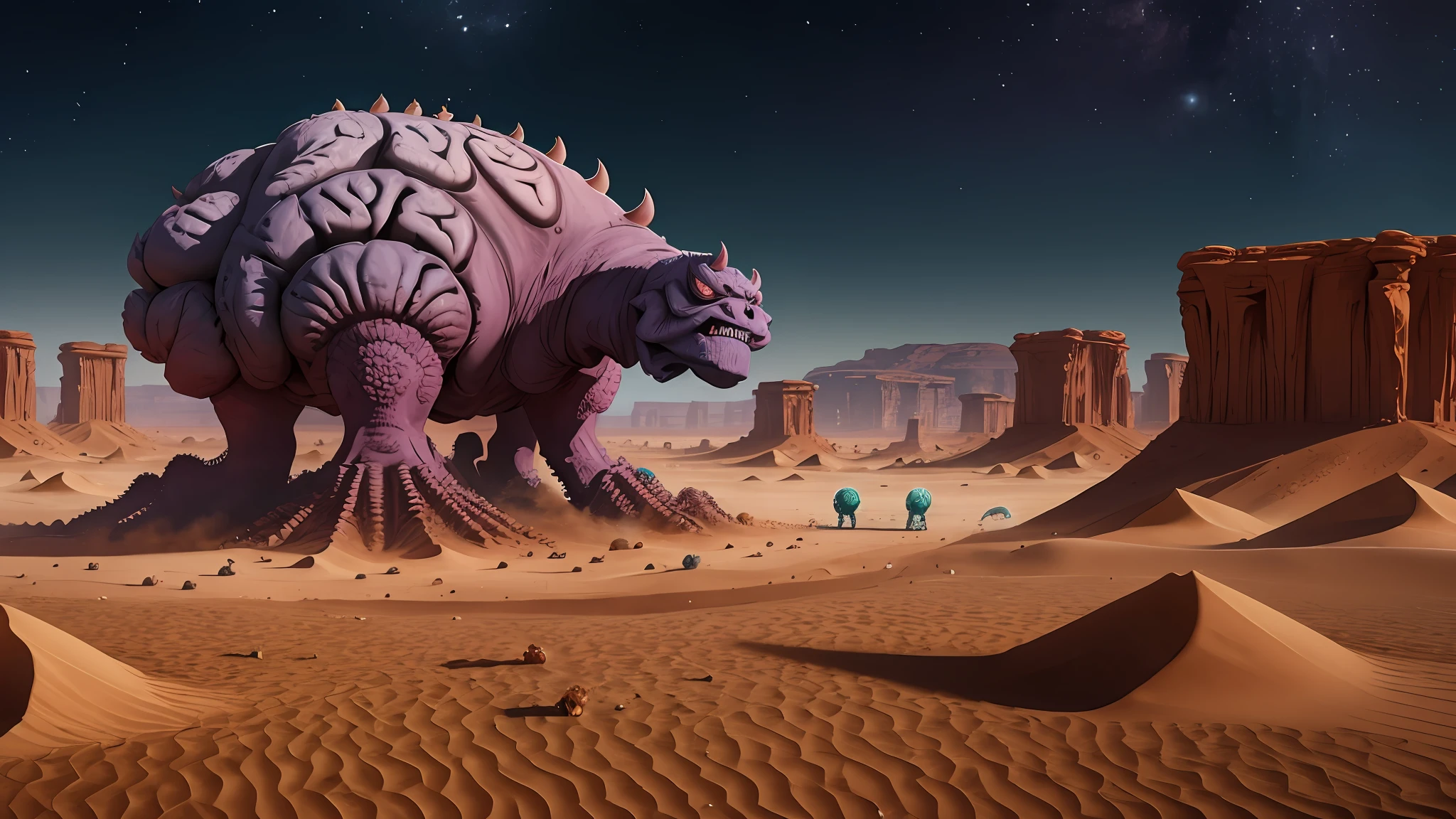 Monsters in the shape of brains with six legs roam the desert