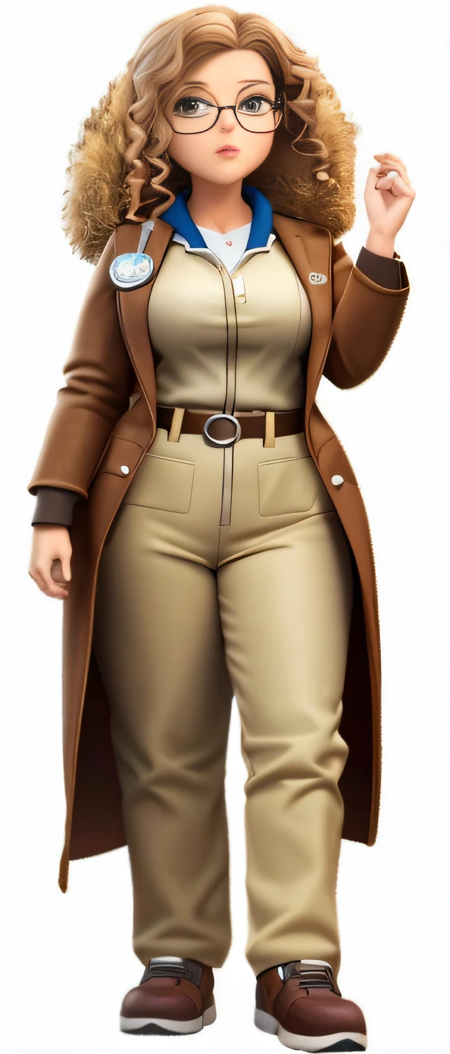 A woman in a white coat without glasses, April render, anya of the Spy X family, female full body, full body character portrait, full body character portrait, full body character portrait, full body single character, official character art, Gordon Freeman as a woman, full body female, solo female character, full-body rendering, full-body single-character