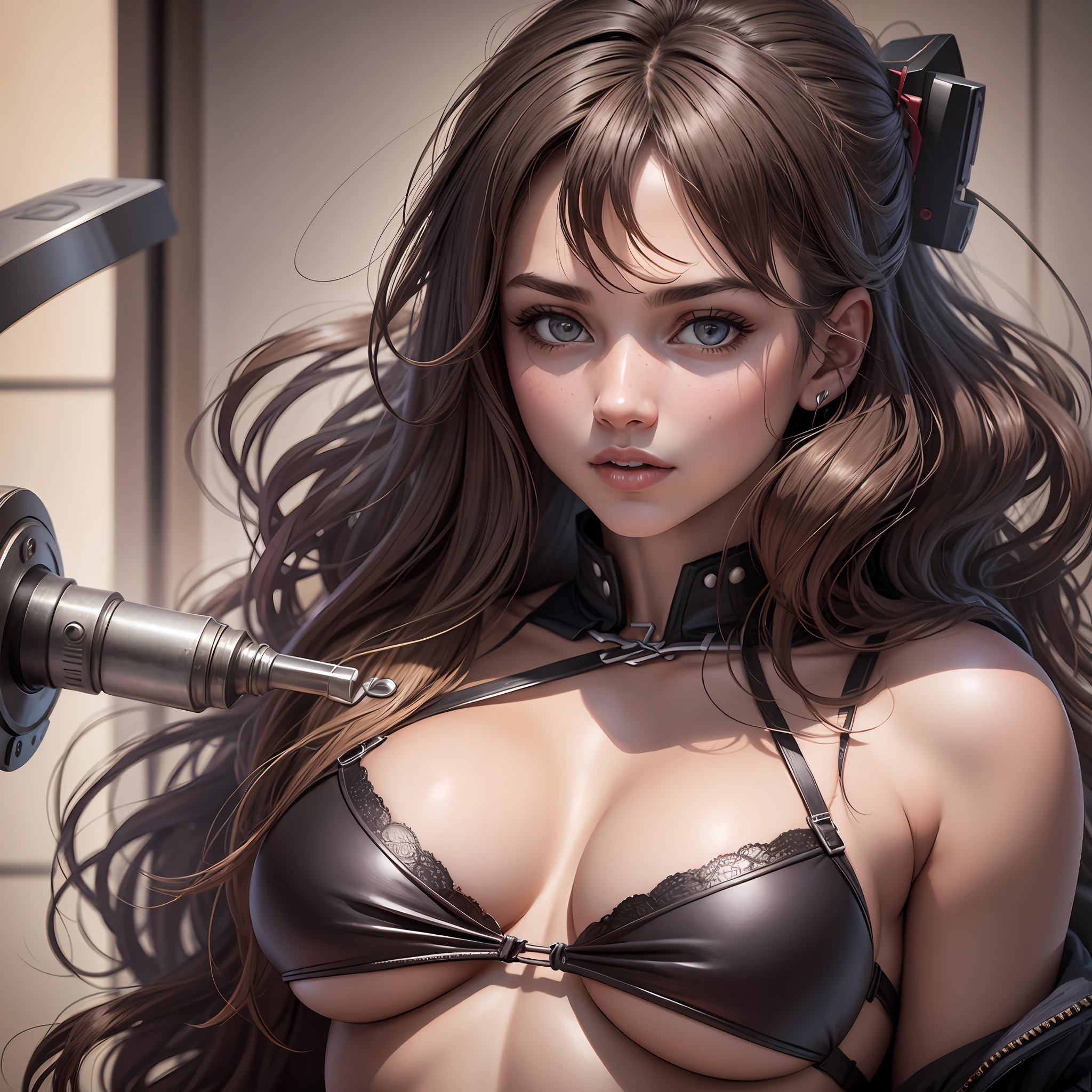 brunnete, girl, big breast, photorealistic model --auto --s2