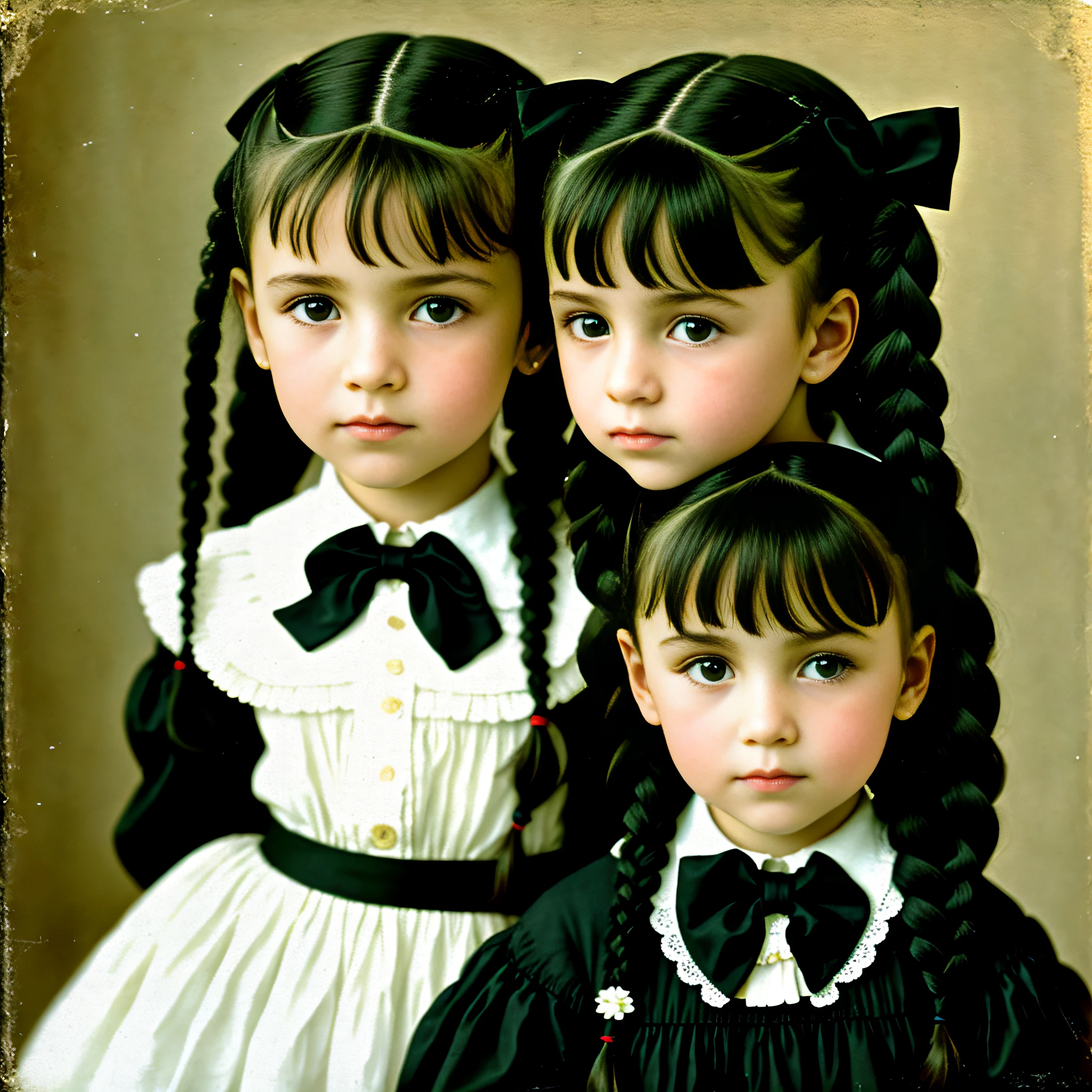 Russian, , Close-up, Bust, Portrait, Long Hair Black Braids and Bows