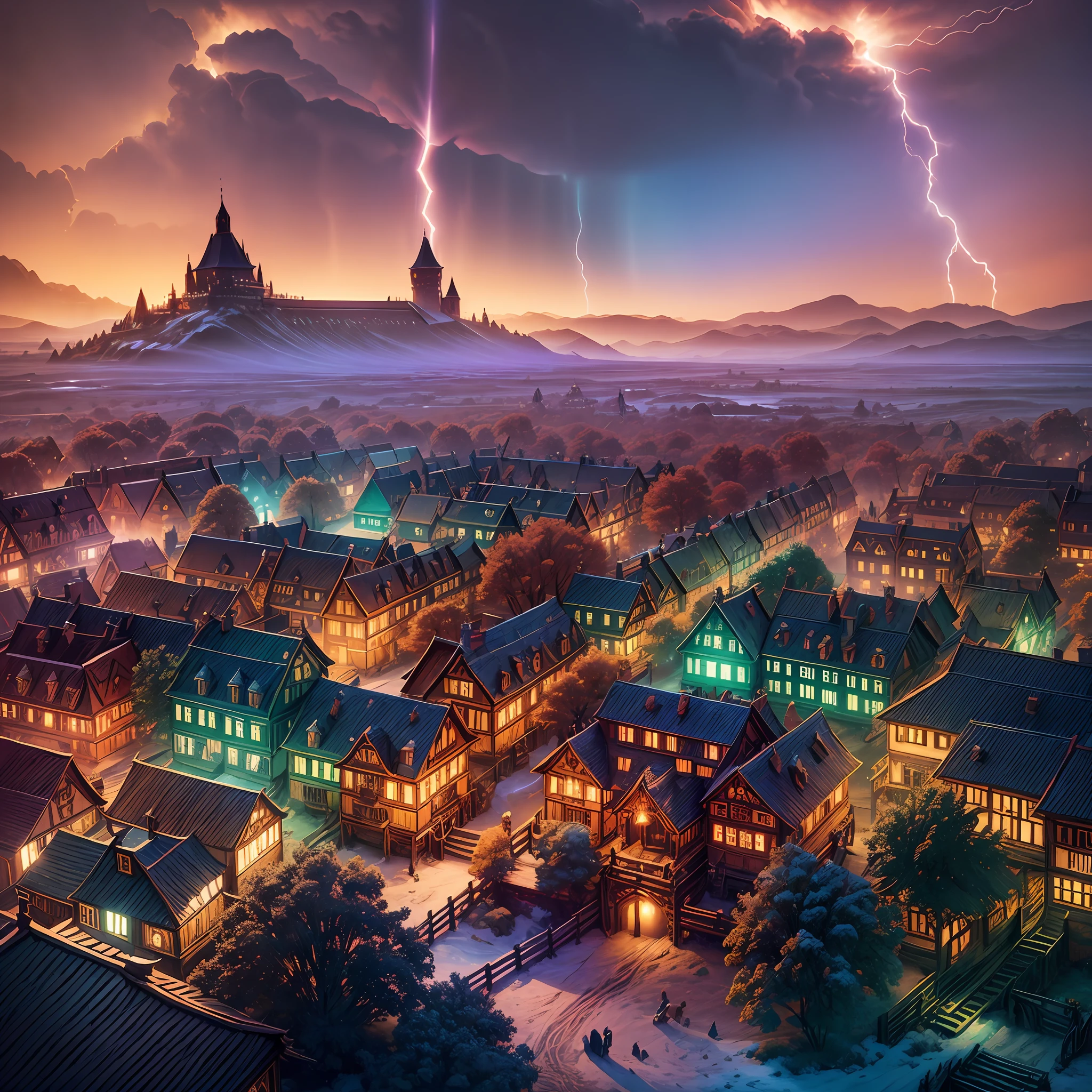 young ginger woman, medieval tale tavern, intricately detailed colorful interior, detailed intense sunrise lightning, best geometry, award wining masterpiece, ultra intricate shadows and lighting, best lighting, best shadows, intricate busy setting, trending on art station, global illumination, selfilluminated, bioluminescence, midjorney style, art by Albert Bierstadt