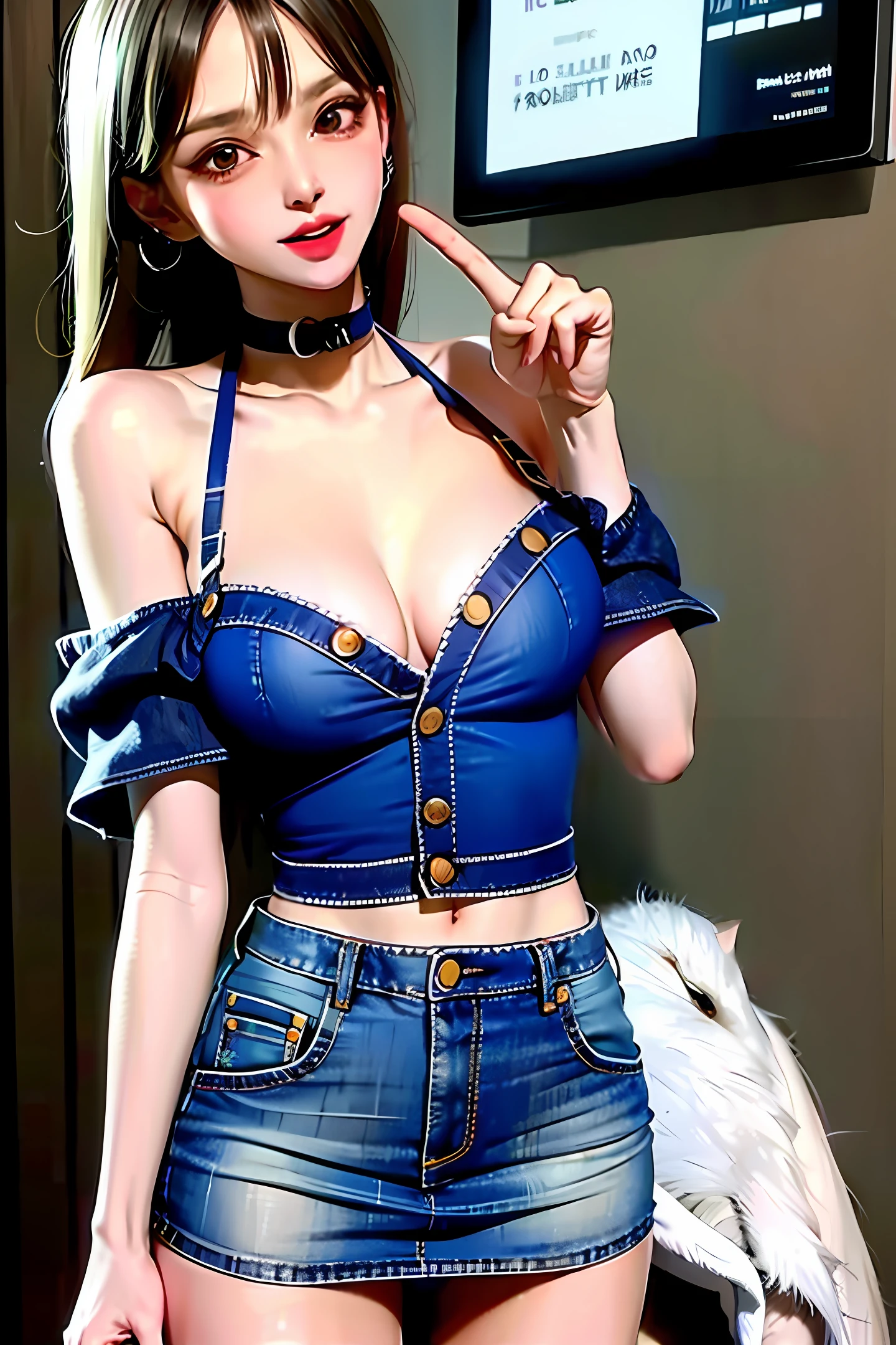 Front Button Denim Mini Skirt Erotic Breasts Small Skirt Button Gal