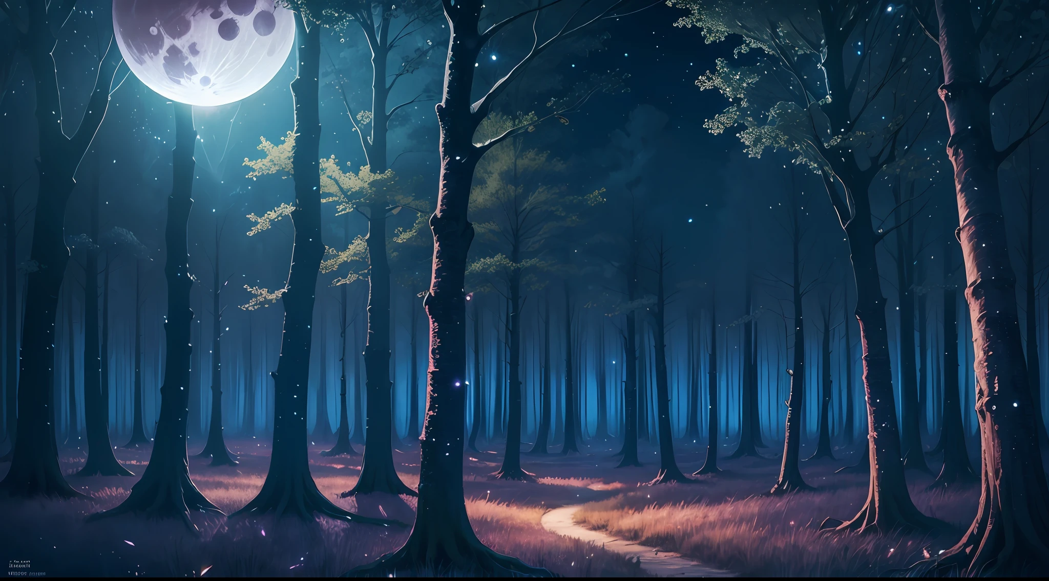(mystical forest, fire flies),(full moon sky:1.2),(night:1.1) --auto --s2