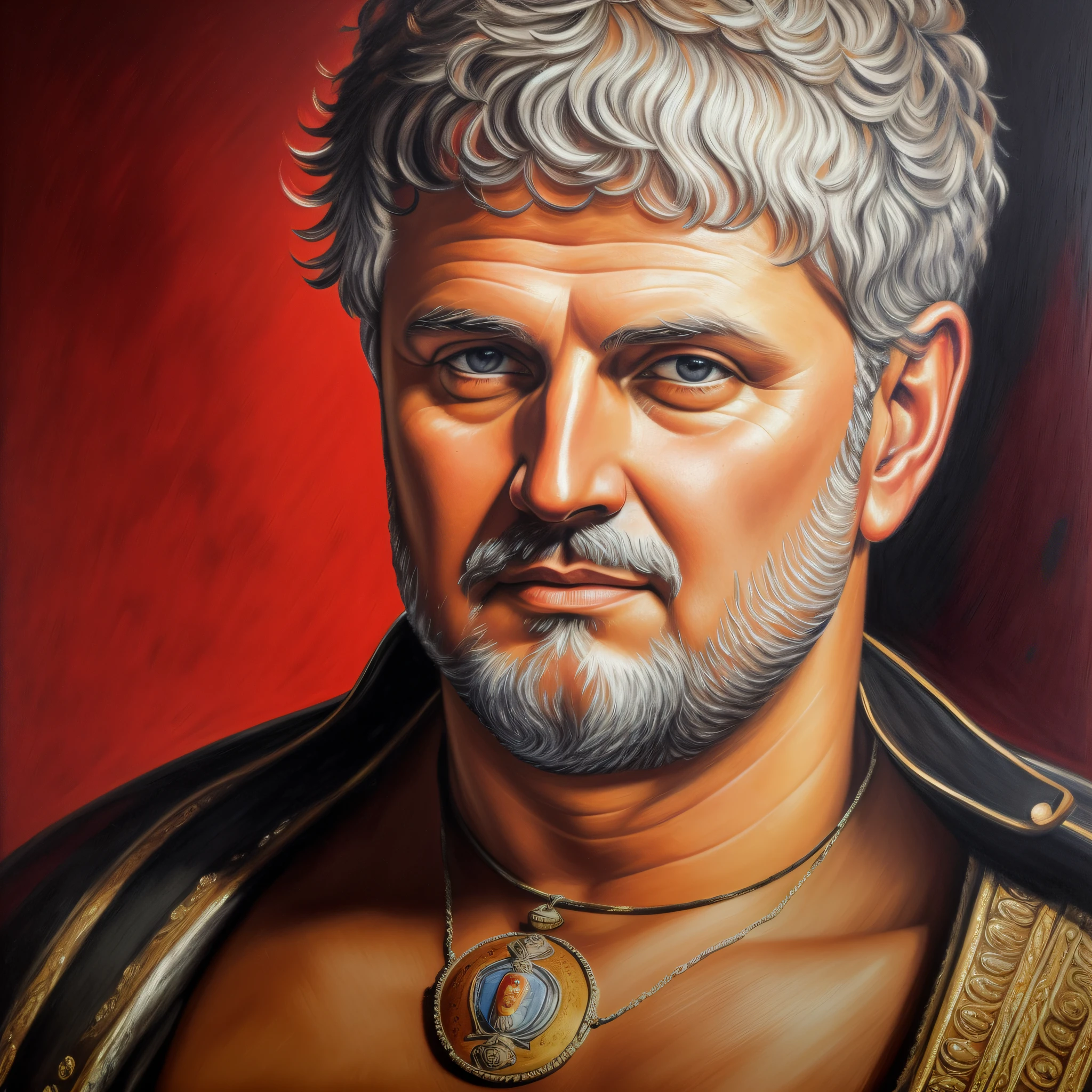a portrait of the emperor of rome nero IN PE , hyperrealism, hyperrealism, impressionism,