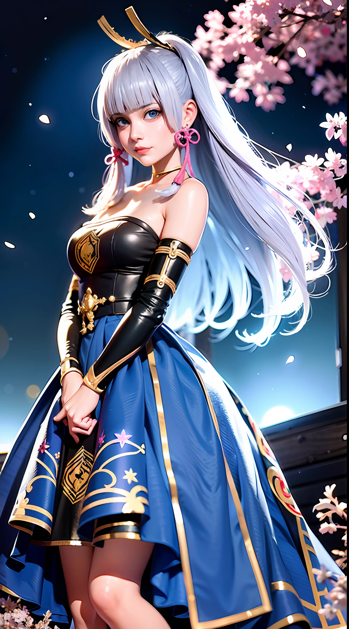 1girl,herry blossoms,1girl,tree,solo,aurora,fireworks,long_hair,fireflies,light_particles,pine_tree,snowflake_background,milky_way,aerial_fireworks,headdress,arms before body,blue_eyes,smile,face focus,photorealistic:1.4 Details face detail eyes, shiny skin, full body, close-up, looking at viewer, nude