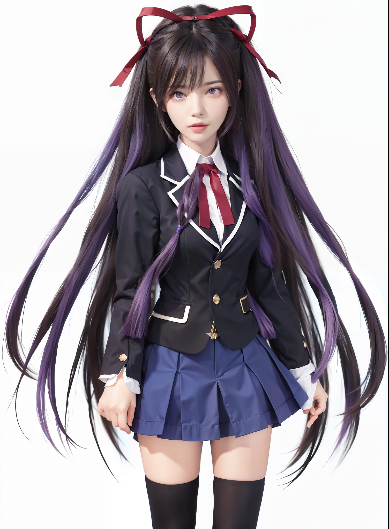 masterpiece, best quality, 1girl portrait, ultra realistic, purple hair, purple eyes, ray tracing, 8k,
