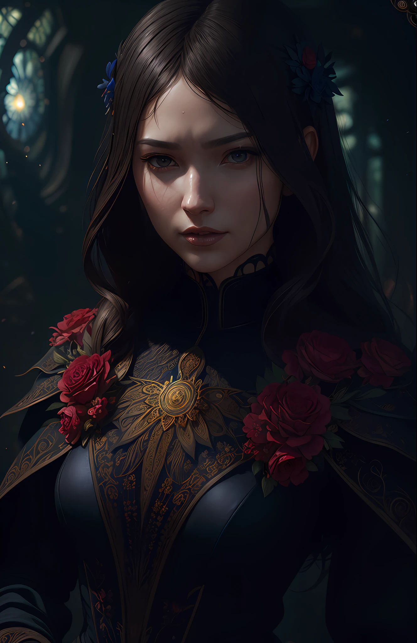 Close up flower by Casey Weldon, Olga Kvasha, Miho Hirano, hyperdetailed intricately detailed gothic art trending on Artstation triadic colors Unreal Engine 5 detailed matte painting, deep color, fantastical, intricate detail, splash screen, complementary colors, fantasy concept art, 8k resolution, gothic deviantart masterpiece, (dark shot:1.4), art by greg rutkowski and artgerm, soft cinematic light, adobe lightroom, photolab, hdr, intricate, highly detailed, (depth of field:1.4)