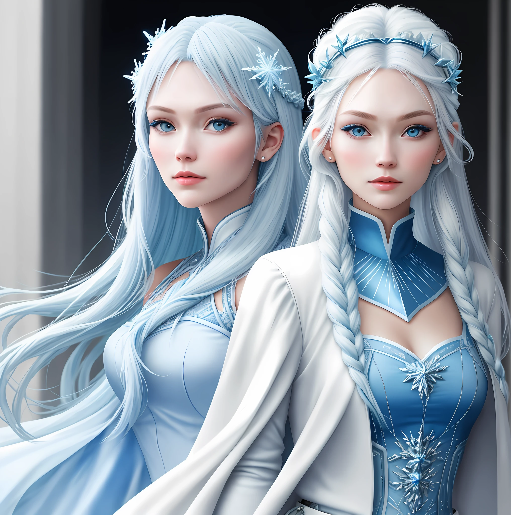 Ice Princess, realistic, blue and white hair