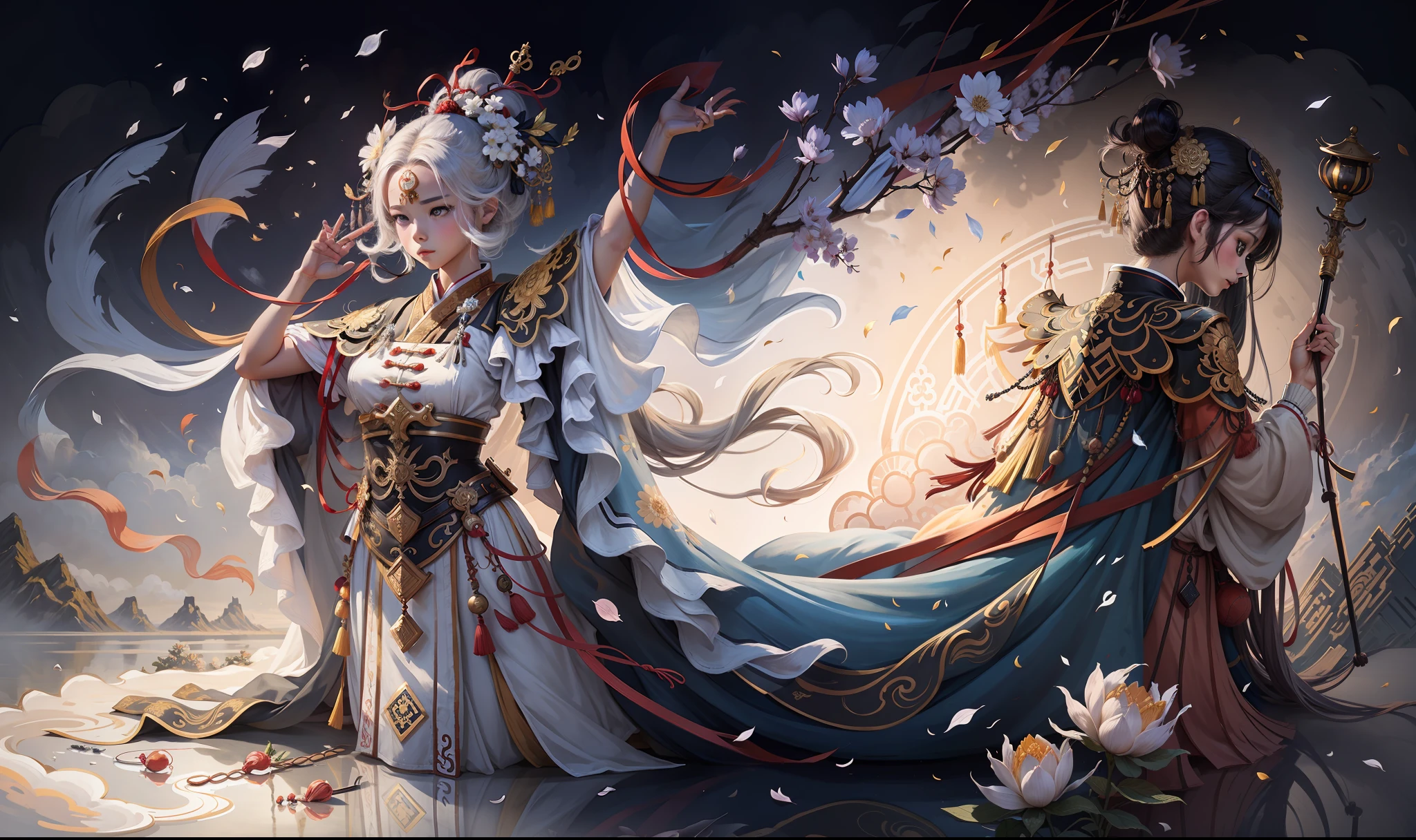 A girl, ancient Chinese costume, whole body, sunshine, clear face, clean white background, masterpiece, super detail, epic composition, ultra HD, high quality, extremely detailed, official art, uniform 8k wallpaper, super detail, 32k -- v 6