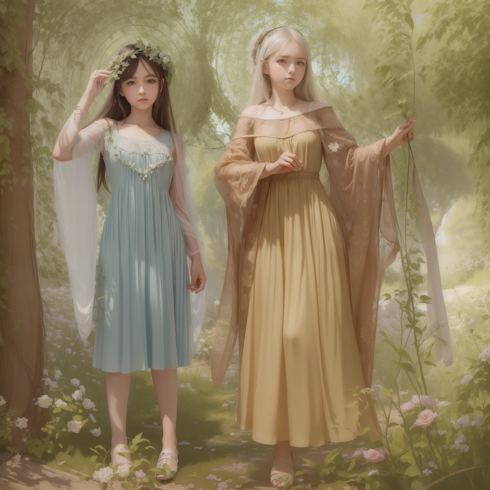 (((masterpiece))), (((best quality))), ((ultra-detailed)), (illustration), ((extremely delicate and beautiful)),dynamic, floating angle, (beautiful detailed eyes), (detailed light) (1girl), loli, small_breasts, floating_hair, bright eyes, cute_ears, white hair, green eyes, perfect iris, ((dress at knee height))), (((long dress)))feather, leaves, nature, (sun), river, (forest),(painting),(sketch ),(flowering). bad work, bad color, extra legs, extra fingers, bad body, bad finger, bad eyes. Write a story about how the friendship and collaboration between Paul, Aquila, and Priscilla developed over time and how each contributed to the growth of Christianity. --auto --s2