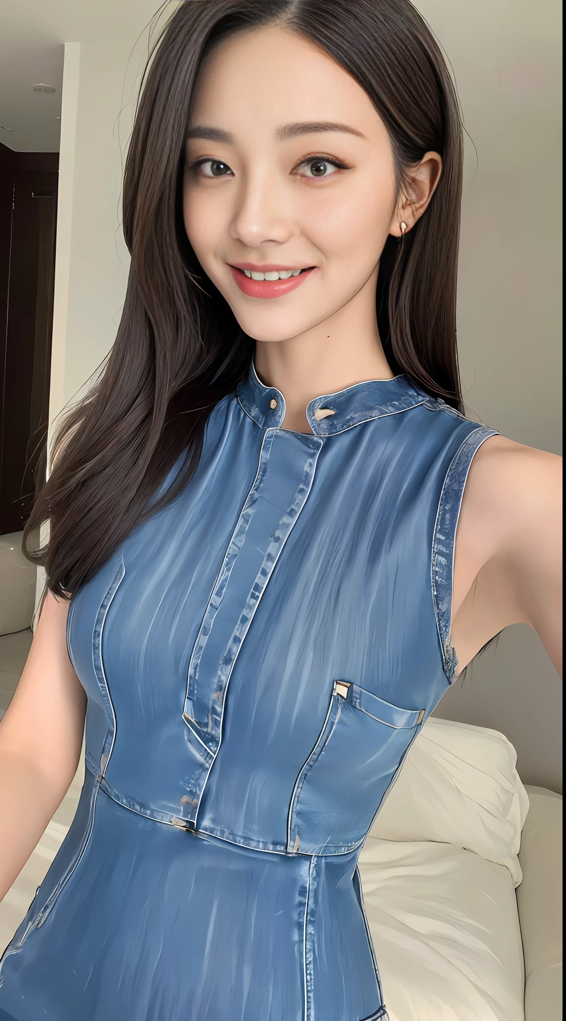 ((Best Quality, 8K, Masterpiece: 1.3)), 1girl, Slim Abs Beauty: 1.3, (Hairstyle Casual, Dress: 1.1, Super Fine Face, Fine Eyes, Double Eyelids, Smile, Home