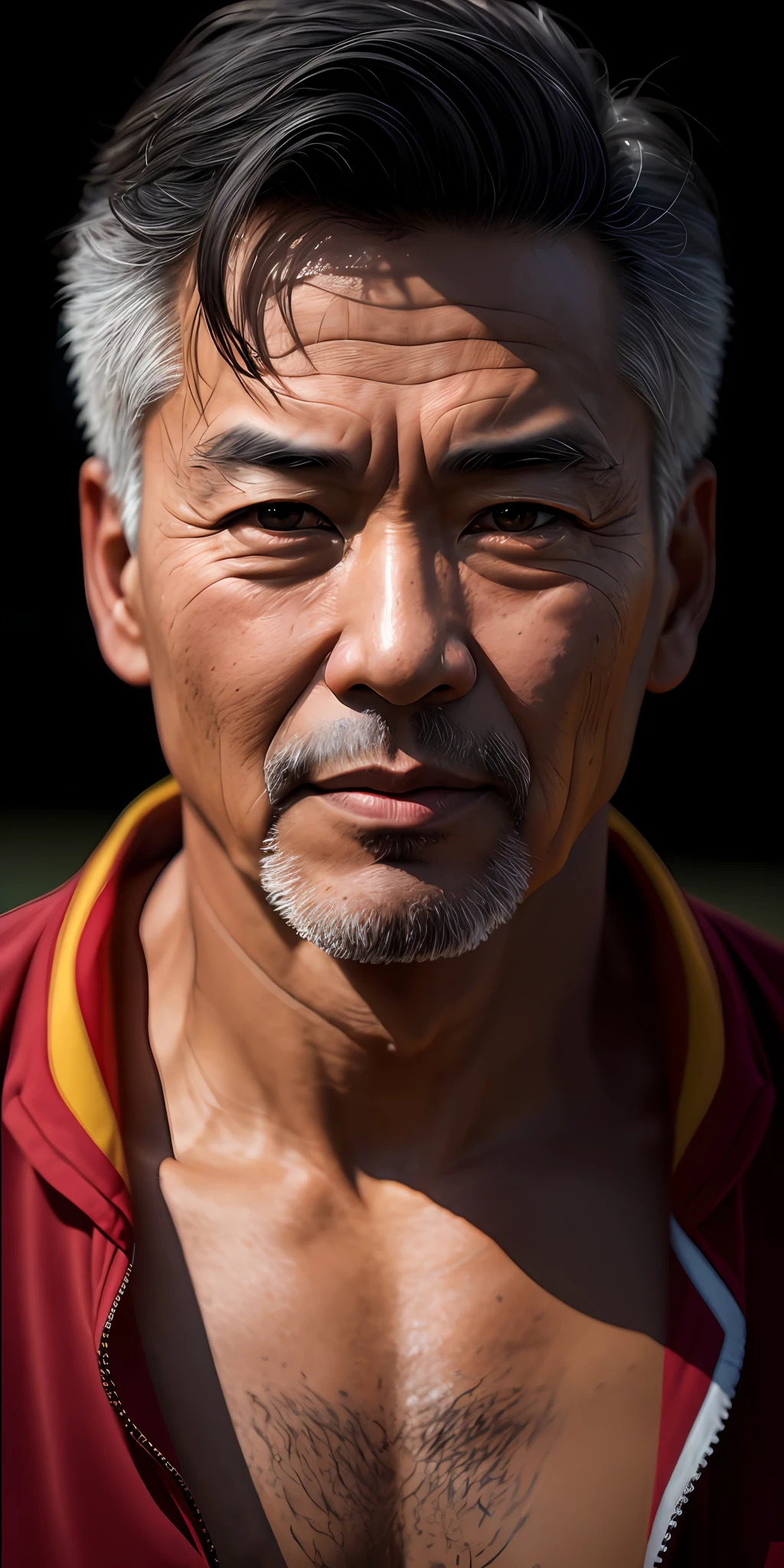beautiful mature Asian college guy, in track shirtless outfit, outside on track field, ((slim, muscular)), photorealistic, photo, masterpiece, realistic, realism, photorealism, high contrast, photorealistic digital art trending on Artstation 8k HD high definition detailed realistic, detailed, skin texture, hyper detailed, realistic skin texture, armature, best quality, ultra high res, (photorealistic:1.4),, high resolution, detailed, raw photo, sharp re, by lee jeffries nikon d850 film stock photograph 4 kodak portra 400 camera f1.6 lens rich colors hyper realistic lifelike texture dramatic lighting unrealengine trending on artstation cinestill 800,