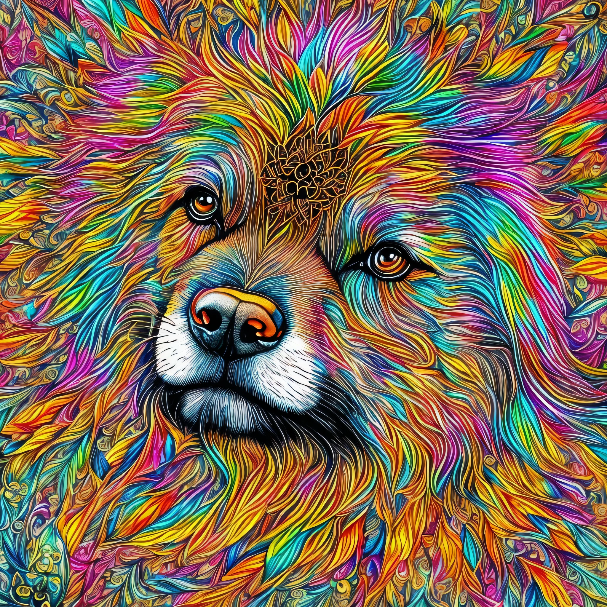 dog, multicolor, mandala body, mandala face --auto --s2