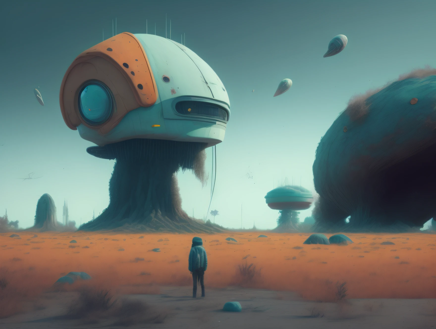alien invasion in the style of simon stalenhag, photorealistic, 8k,