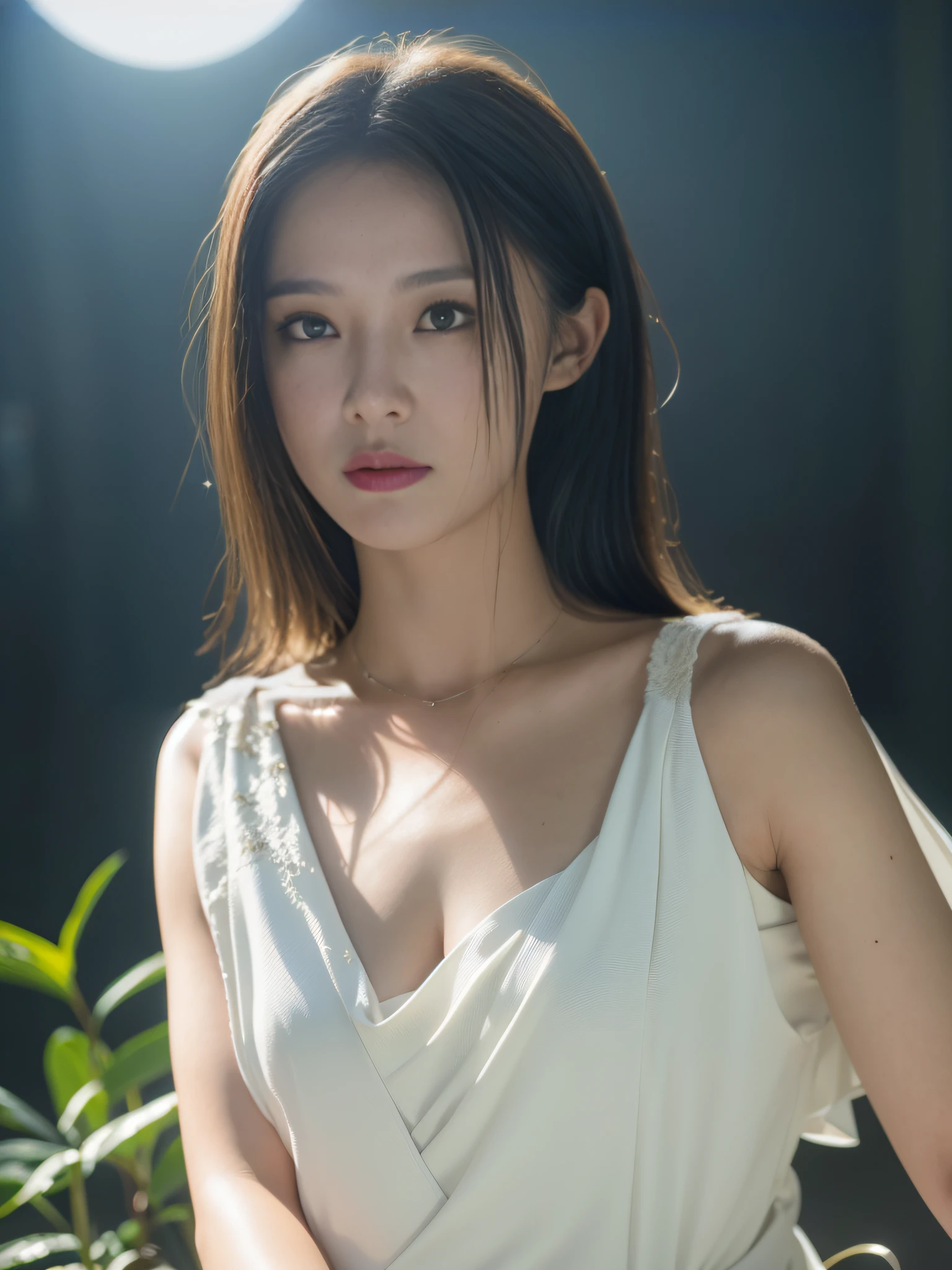 araffe asian woman with long hair and a white dress, soft portrait shot 8 k, beautiful south korean woman, gorgeous young korean woman, beautiful young korean woman, portrait of female korean idol, young cute wan asian face, 7 0 mm portrait, portrait shot 8 k, a young asian woman, medium portrait soft light, taken with canon 5d mk4