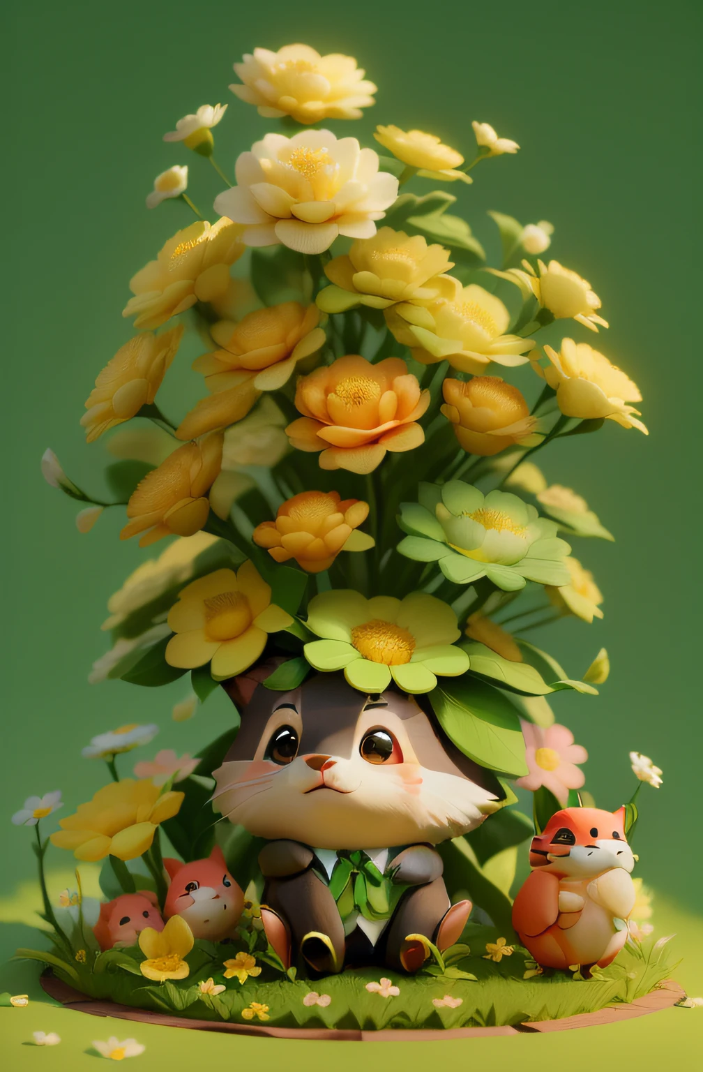 there is a small animal sitting under a tree with flowers, cute 3 d render, 3 d render stylized, stylized 3d render, adorable digital painting, stylized as a 3d render, the flower tower, stylized 3 d, cute detailed digital art, cute! c4d, atey ghailan 8 k, trending on polycount
