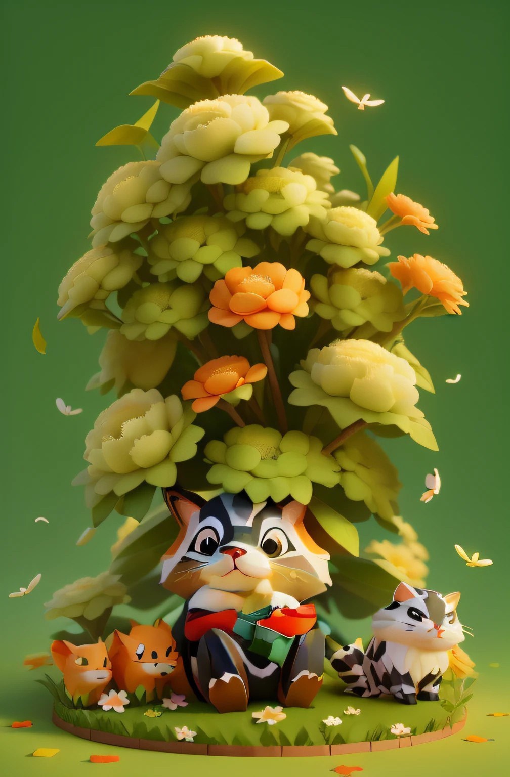 there is a cartoon animal sitting under a tree with other animals, 3 d render stylized, cute 3 d render, stylized 3d render, cute detailed digital art, stylized as a 3d render, adorable digital painting, stylized 3 d, atey ghailan 8 k, 3 d render official art, super detailed color lowpoly art, the flower tower