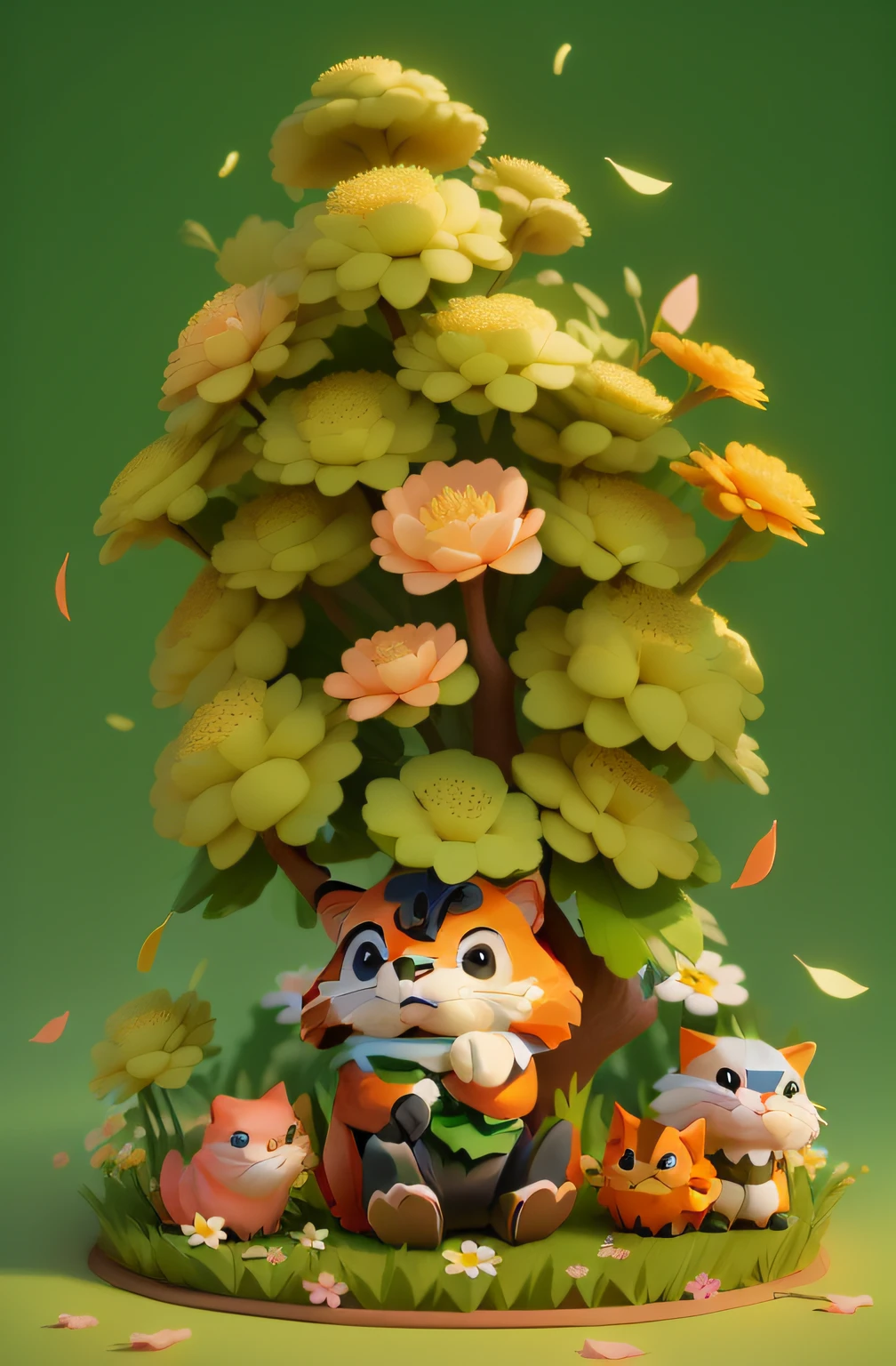 there is a cartoon animal sitting under a tree with other animals, 3 d render stylized, cute 3 d render, stylized 3d render, cute detailed digital art, stylized as a 3d render, adorable digital painting, stylized 3 d, atey ghailan 8 k, 3 d render official art, super detailed color lowpoly art, the flower tower