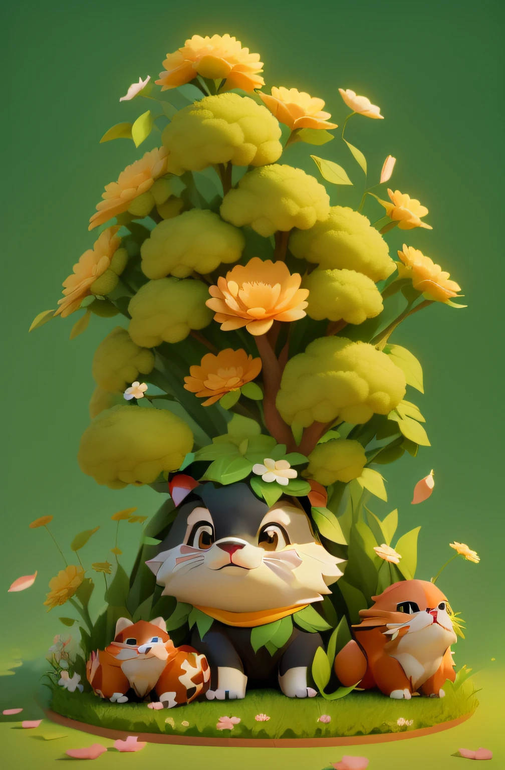 there is a cartoon animal that is sitting under a tree, 3 d render stylized, cute 3 d render, stylized 3d render, adorable digital painting, cute detailed digital art, stylized as a 3d render, atey ghailan 8 k, stylized 3 d, by jeonseok lee, cute digital art, super detailed color lowpoly art