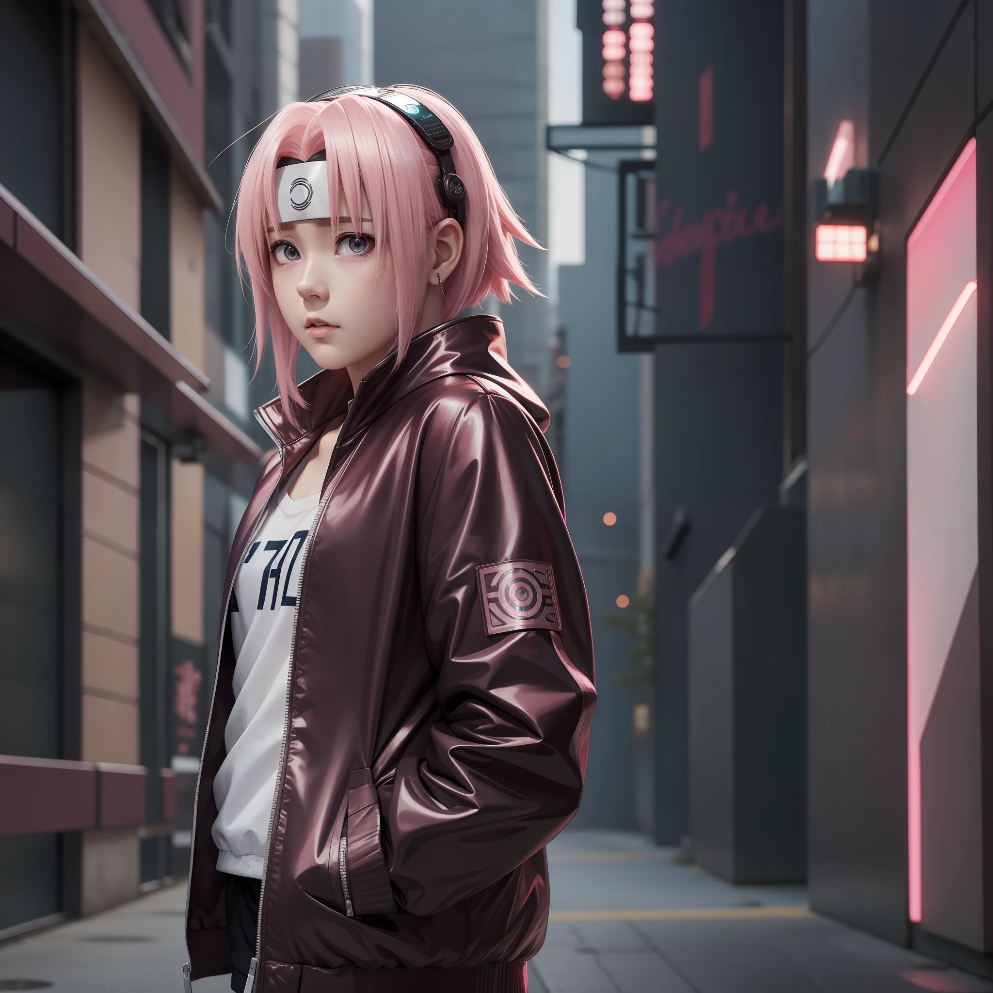 haruno sakura and hinata, tumblr, jacket, visual street, anime girl, kawaii, 8k, very detailed, cyberpunk