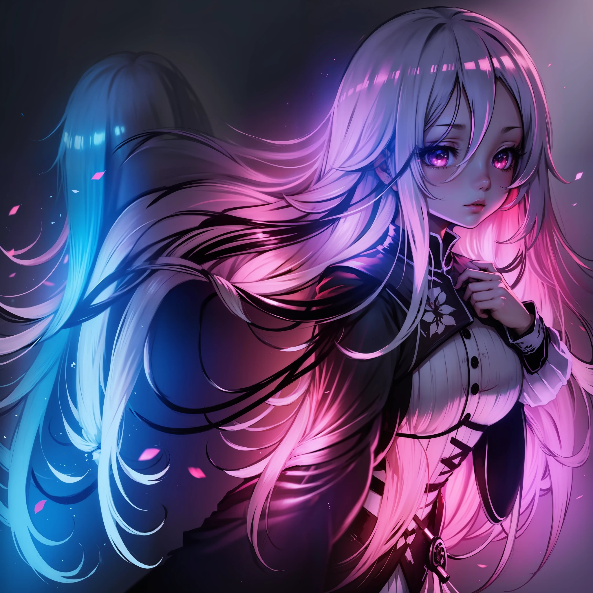 anime girl long white hair