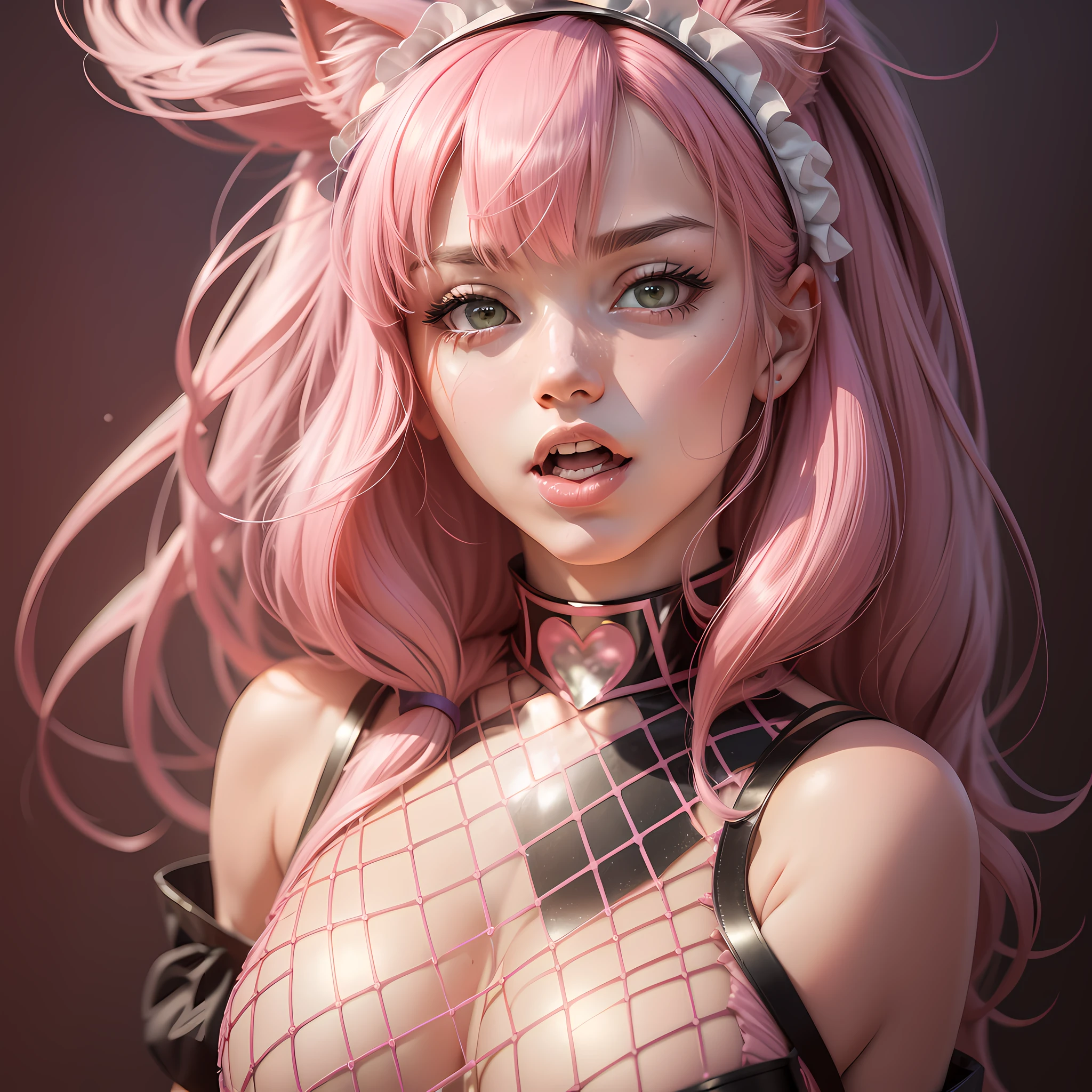 1girl, sticking out her tongue pink lingerie with a cat ears on her head and a pink wig and stockings, best quality, ultra high res, (photorealistic:1.4),(RAW photo:1.2), (photorealistic:1.4),(masterpiece:1.4),(best quality:1.4),ultra high res,, blush, latex bodysuit, long hair, pink bodysuit,  street,best quality, ultra high res,(masterpiece:1.4),(best quality:1.4),ultra high res, long hair, mosaic censoring, pink bodysuit, simple background, dslr,