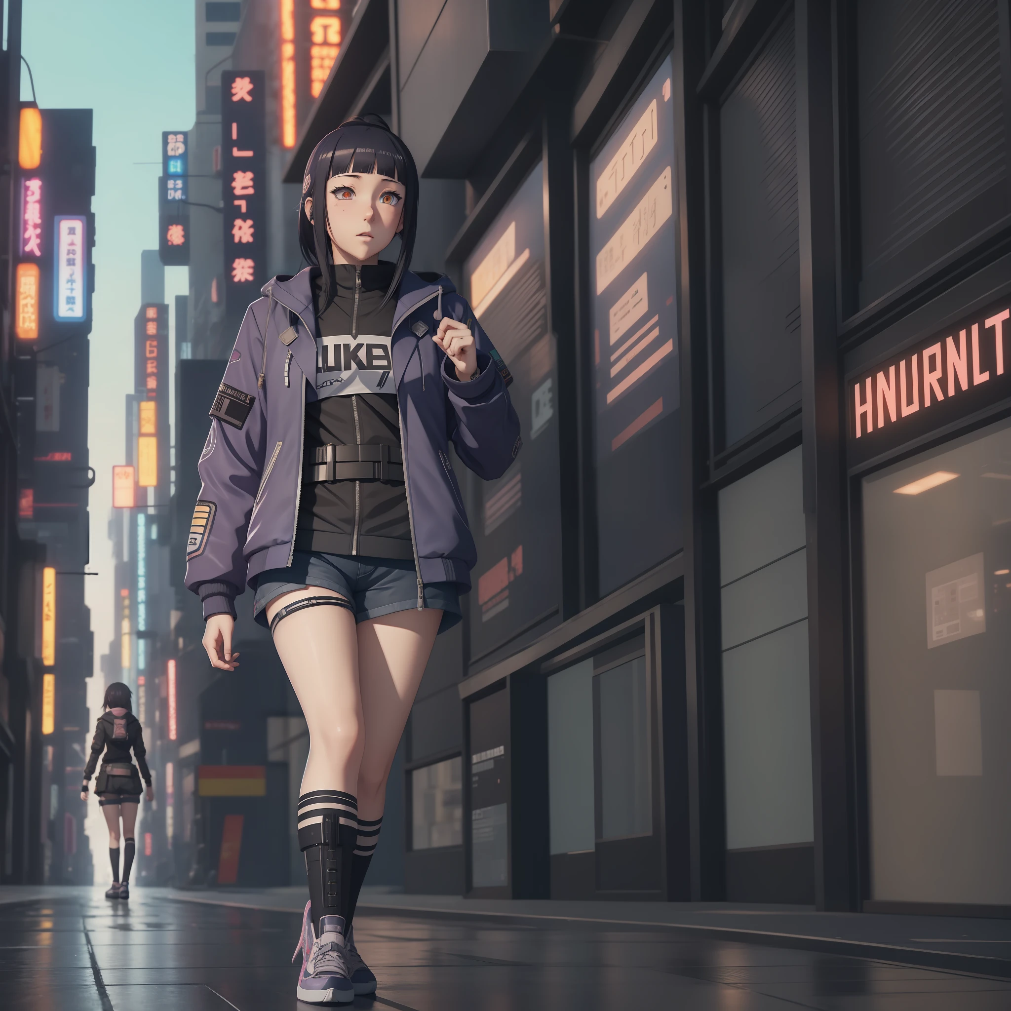 hinata, tumblr, jacket, visual street, anime girl, kawaii, 8k, very detailed, cyberpunk