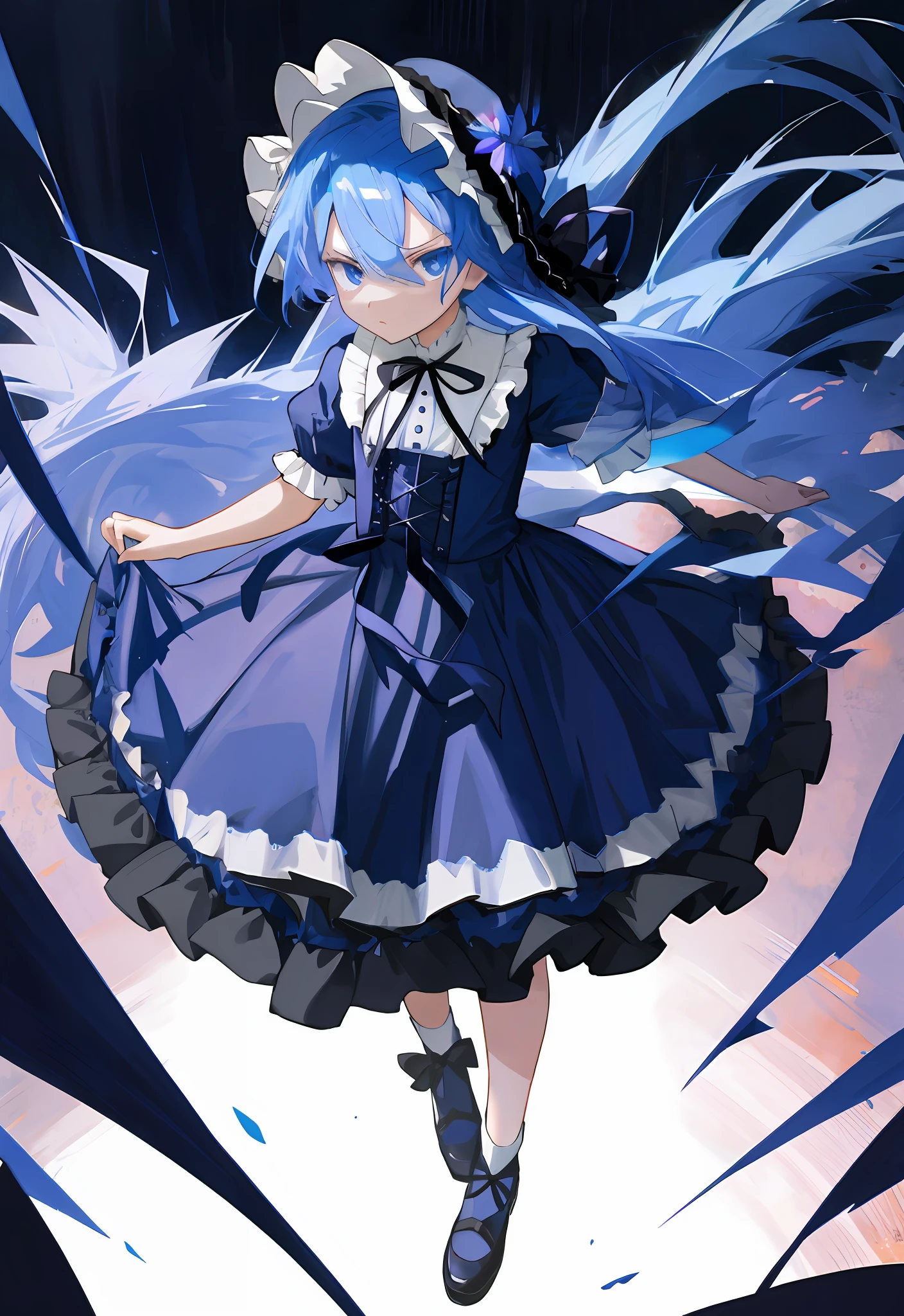 navy blue lolita dress with gorgeous ribbon decoration