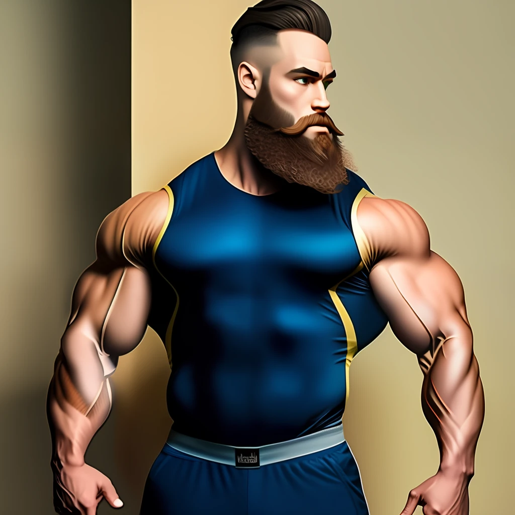 Muscular strong man suit beard