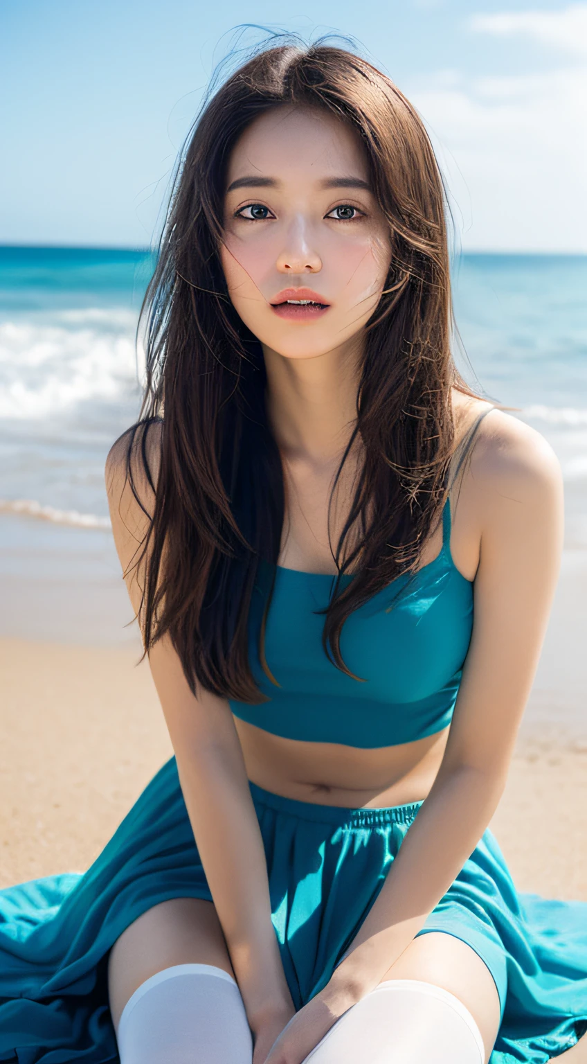 In this series of photographs, the girl appears mostly as a bust or close-up, with the camera focusing intensively on her eyes, lips and other facial details. Wear a bikini or white tights and walk on the beach or pose dynamically with the waves. Photographs are shot with a wide aperture, creating an extremely shallow depth of field, with only the subject clearly visible and the background completely softened. This composition technique visually highlights the subject, while also producing a feminine and dreamy effect.
In terms of color and picture expression, the photo has also reached a very delicate and delicate level. The texture of the girl's skin tone and the fine pores of the skin are clearly visible, while the blue tones of the ocean echo the girl's costume colors to create a soft visual rhythm. The realization of these effects shows that the photo uses advanced color grading and level adjustment techniques, and may even use physically based global illumination technology, so that the light and dark changes and transmission between colors achieve a high degree of realism.
In summary, through the application of top-level photographic equipment and techniques, this series of photographic works successfully captures the details of the subject's appearance and demeanor, so that her beauty and charm can be perfectly presented. At the same time, the soft colors and pictures also greatly enrich the aesthetic connotation of the photos, producing unforgettable visual effects. The ingenious combination of these factors makes the work not only reach the level of a technical masterpiece, but also become a photographic work of art that can bring the viewer a strong emotional experience