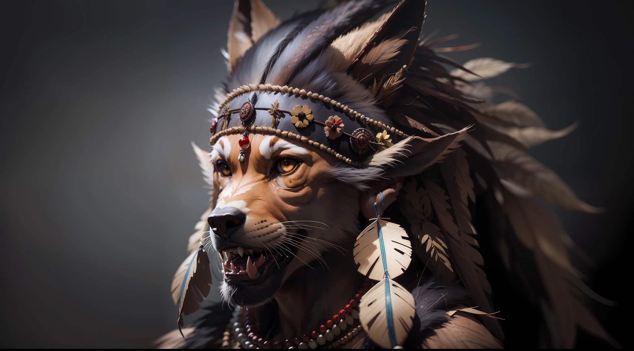 Káiri. Káiri, tribes, indios, indio cabeça de lobo, floresta amazonica, indios, werewolf with indigenous costumes, late eighteenth century, realism, photo realism, 8k, 80mm, f/1.8